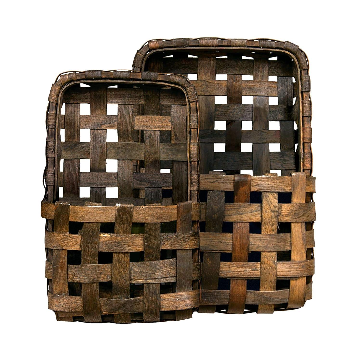 CWI Gifts Brown Tobacco Wall Pocket Baskets 2/Set, Multi