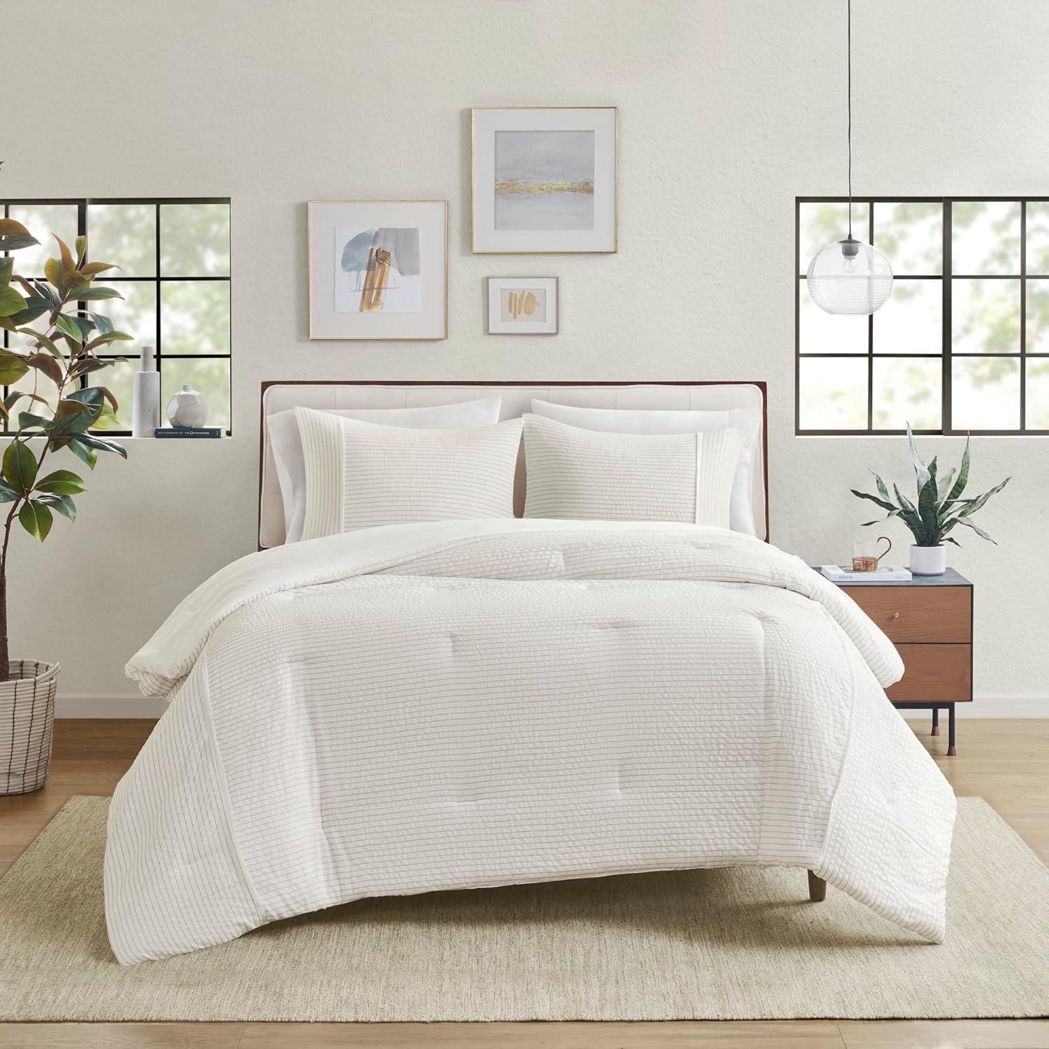 Beautyrest Apollo Striped Seersucker Oversized Comforter Set