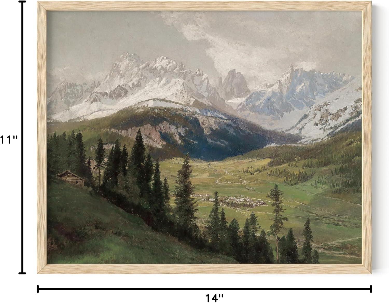HAUS AND HUES Vintage Prints Wall Art - Oil Paintings for Wall Decor Captivating Landscape, and Mountain Scenes to Bring the Outdoors Indoors (Beige Frame, 11x14)