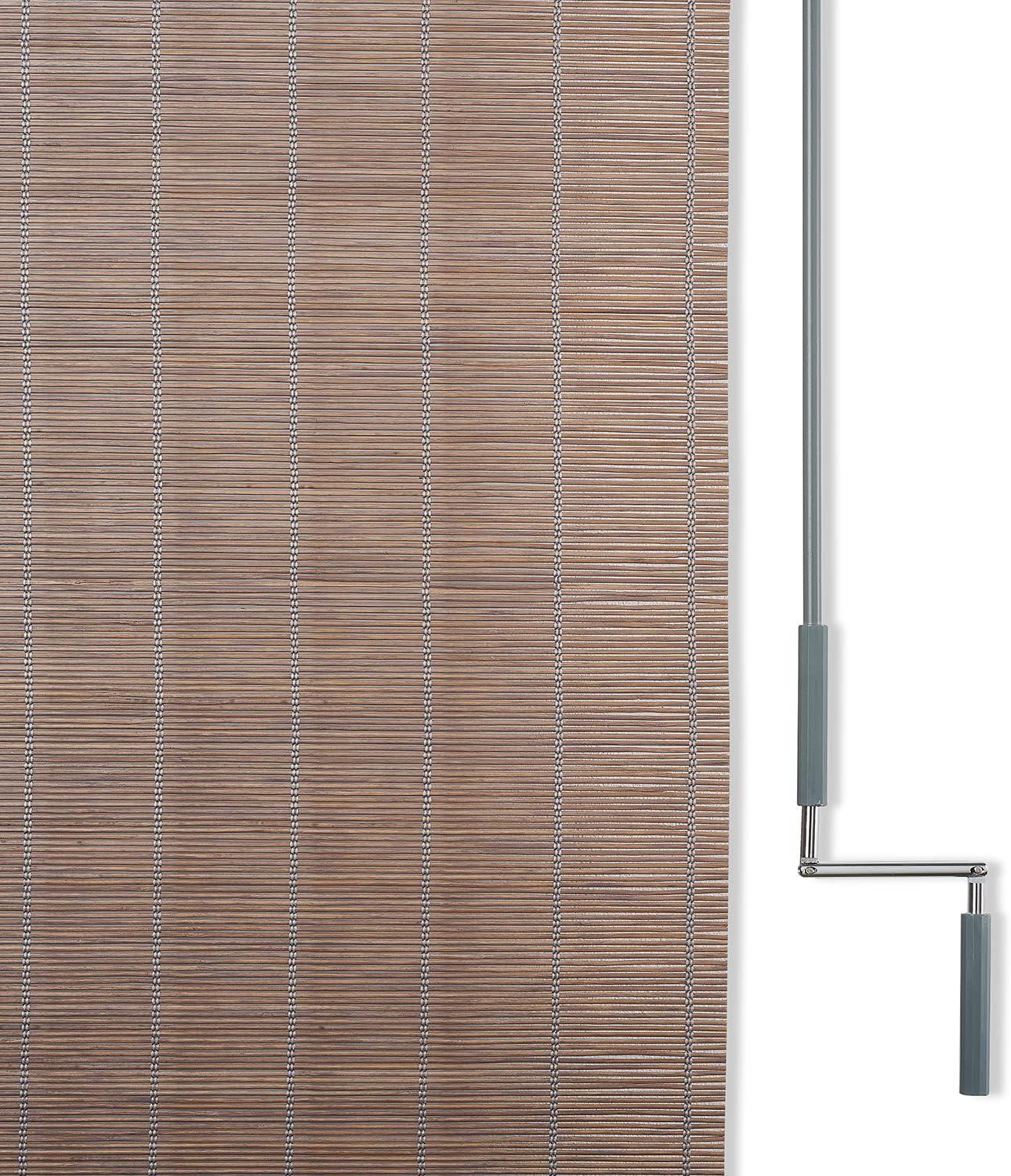 Coolaroo Bamboo Outdoor Roller Shade, 4' x 6'; Teak