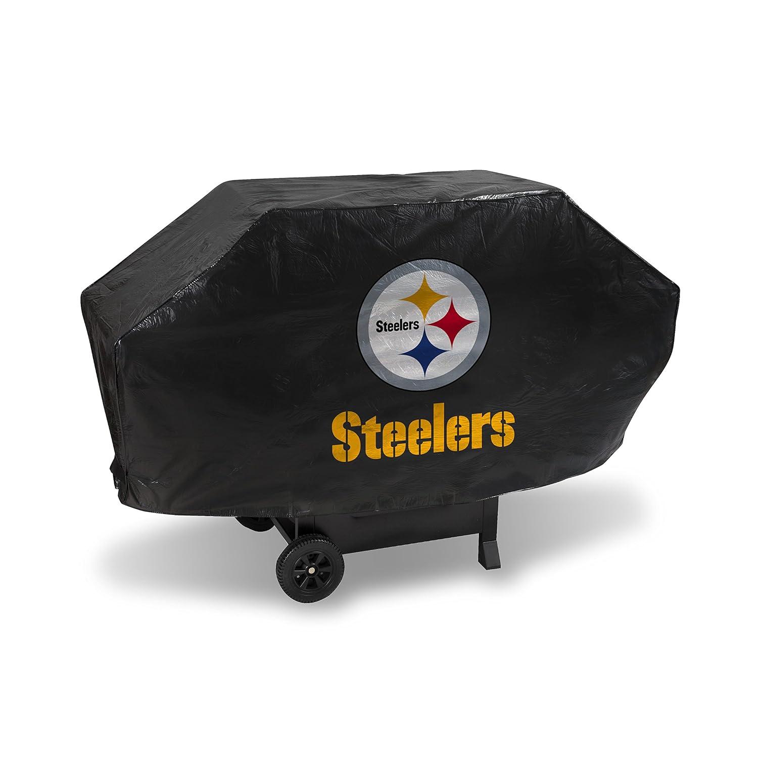 Pittsburgh Steelers Black Vinyl Gas Grill Cover, 68 x 21 x 35 Inches