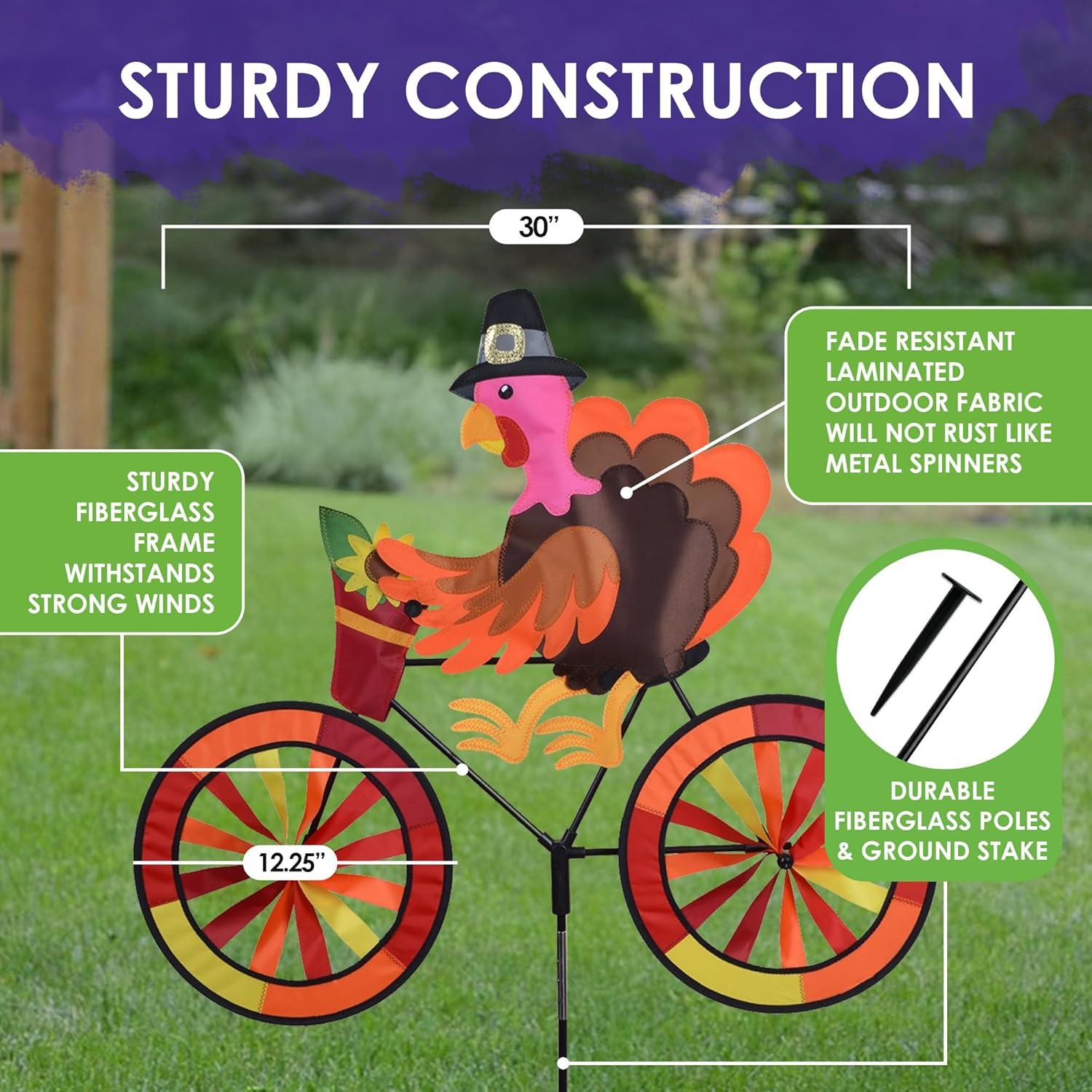 Fall Turkey Bicycle Spinner with Colorful Wheels