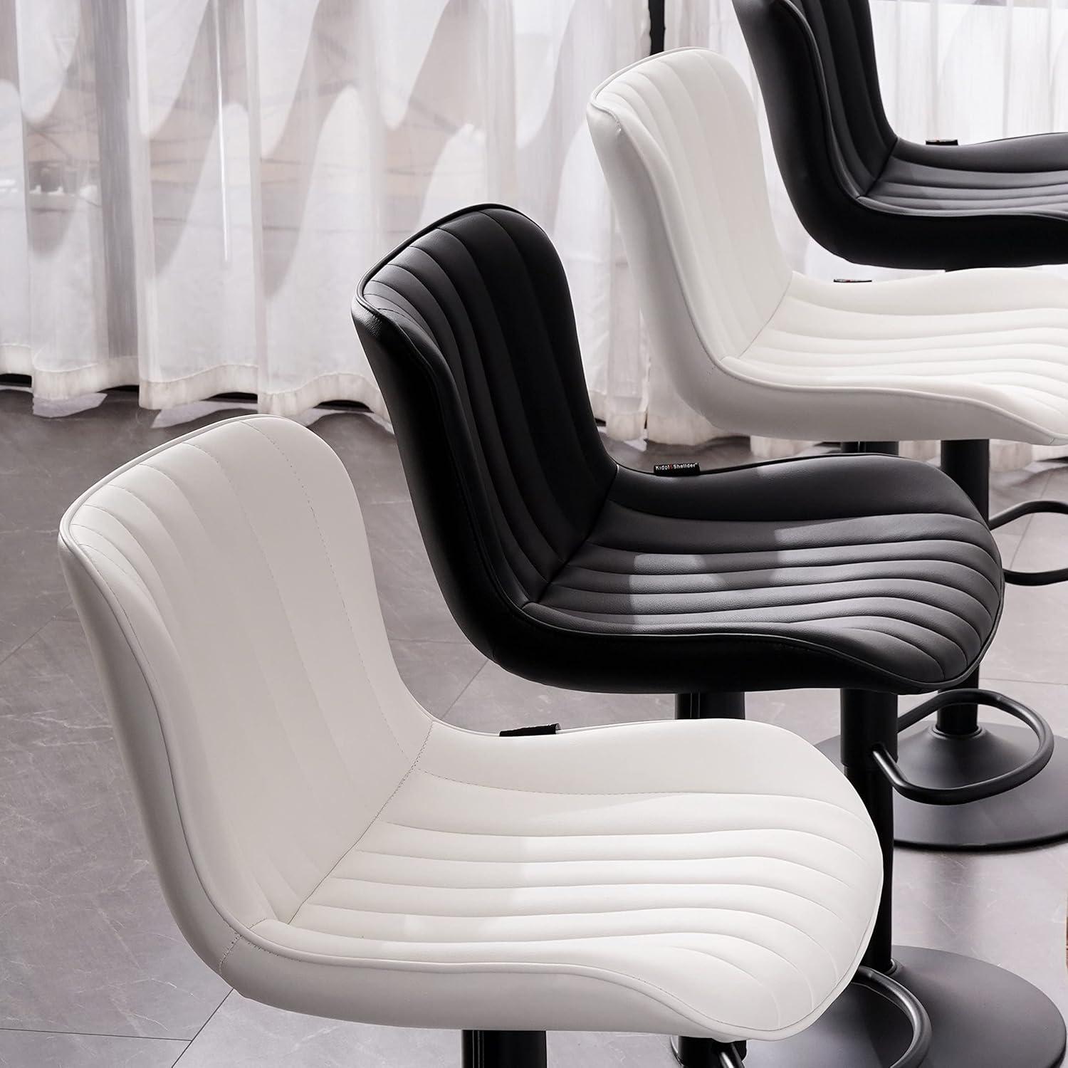 Zager Swivel Adjustable Height Bar Stools, Leather Upholstered Counter Stools, Modern Pub Stool