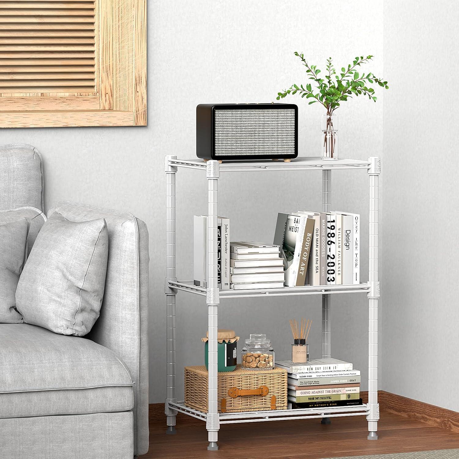 White Adjustable 5-Tier Steel Wire Utility Shelving Unit