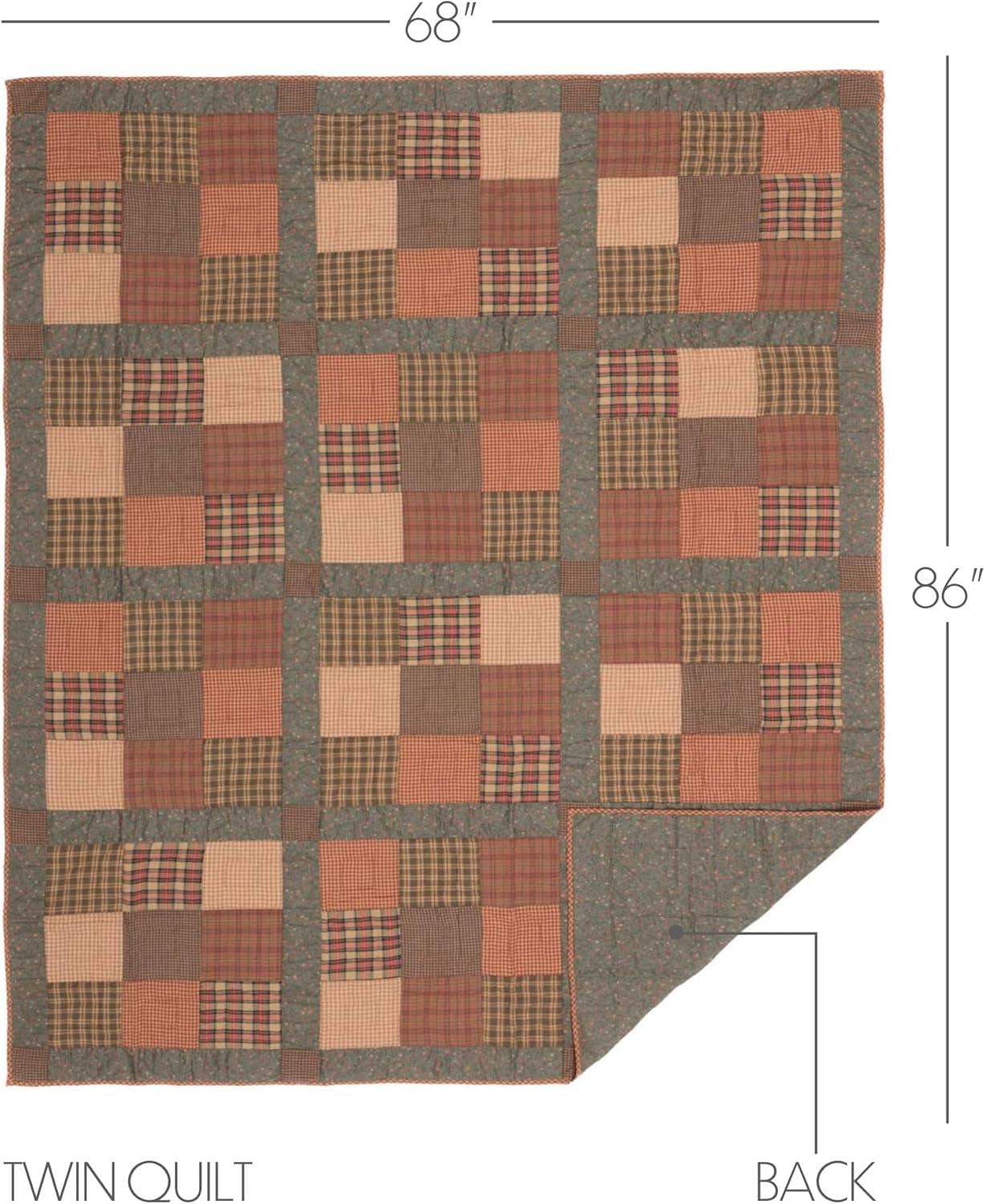 VHC Brands Crosswoods Farmhouse / Country Cotton Patchwork Quilt