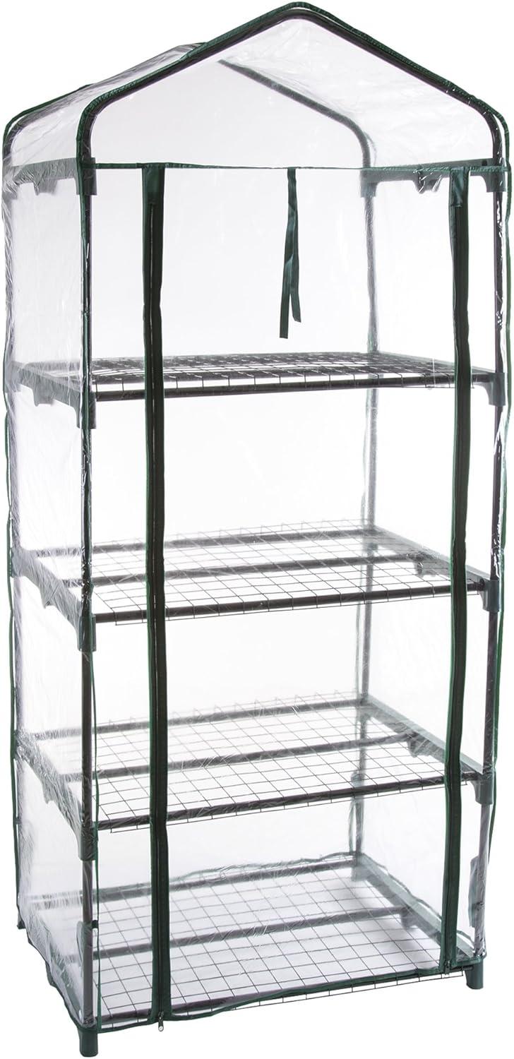 4-Tier Portable Mini Greenhouse- Rust-Resistant Frame and PVC Cover for Indoor/Outdoor