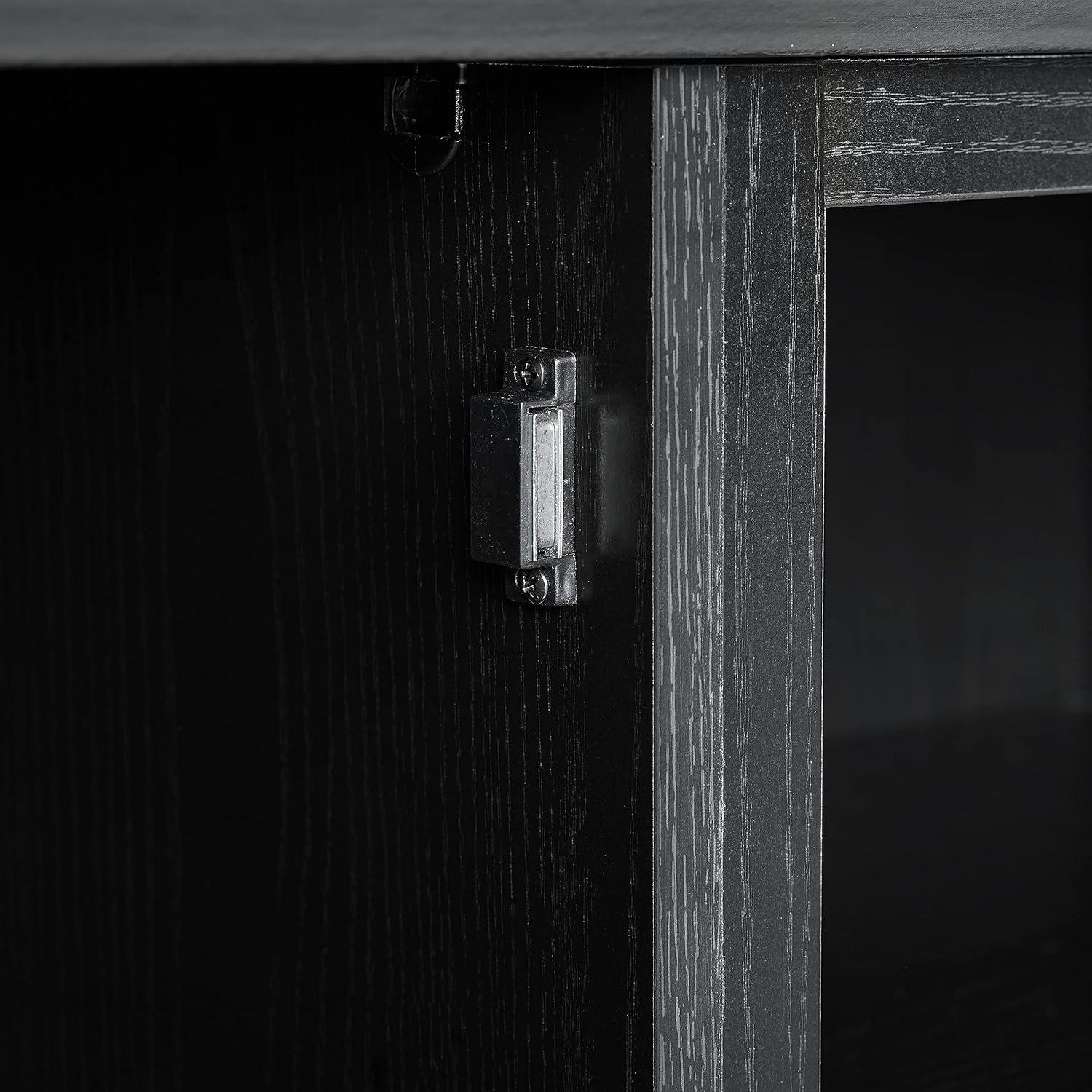 Crosley Camden Corner TV Stand for TVs up to 50" with Fireplace Black : Mid-Century Modern, Adjustable Shelves, Cable Management