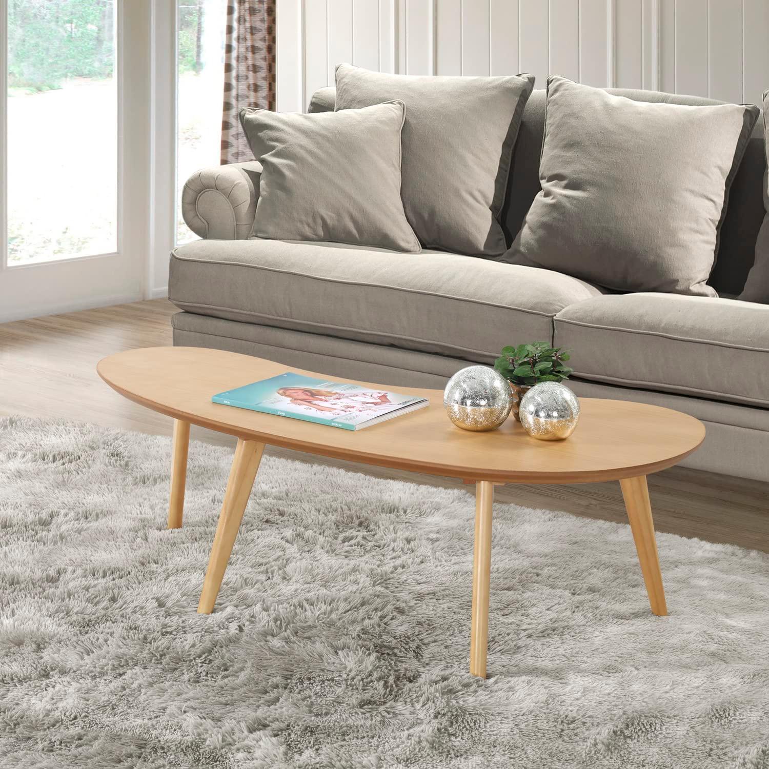 Camaflexi Mid Century Modern Coffee Table Small Tabletop Wood Coffee Desk, Oak Finish