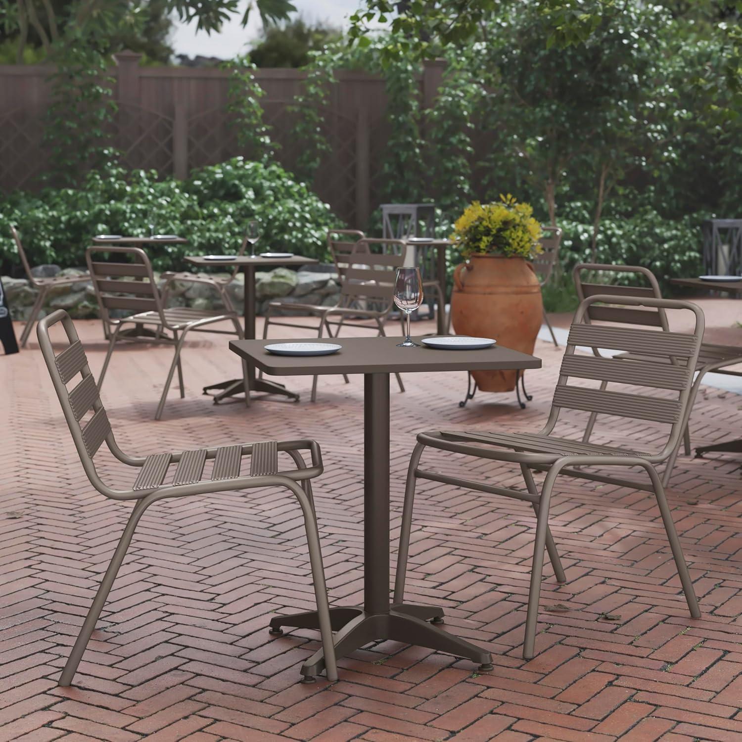 Flash Furniture Mellie 23.5'' Bronze Square Metal Indoor-Outdoor Table with Base