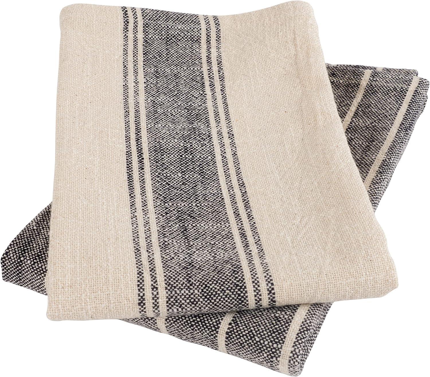 KAF Home Firenze Set of 4 Natural Rustic Slubbed Kitchen Towels, 18" x 28"