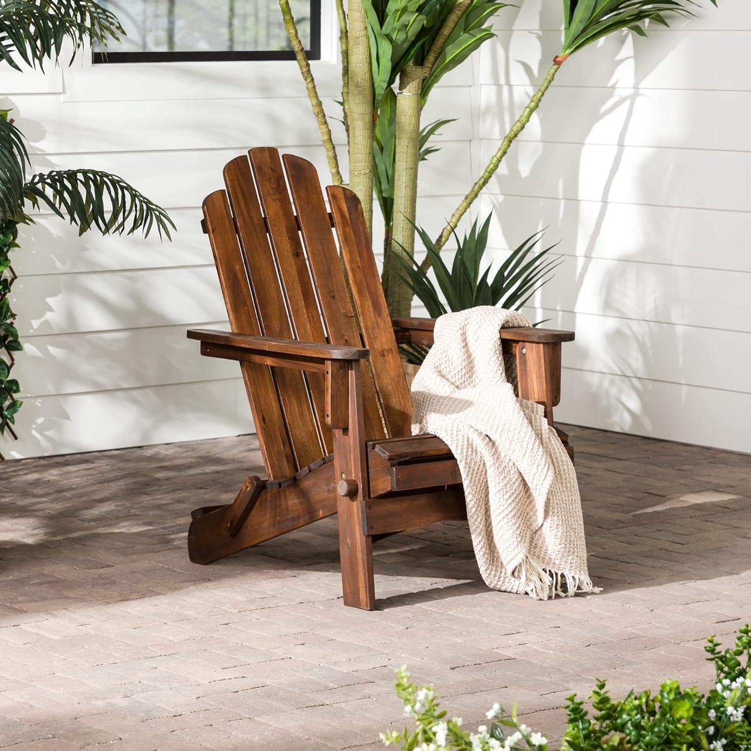 Dark Brown Acacia Wood Foldable Adirondack Outdoor Chair