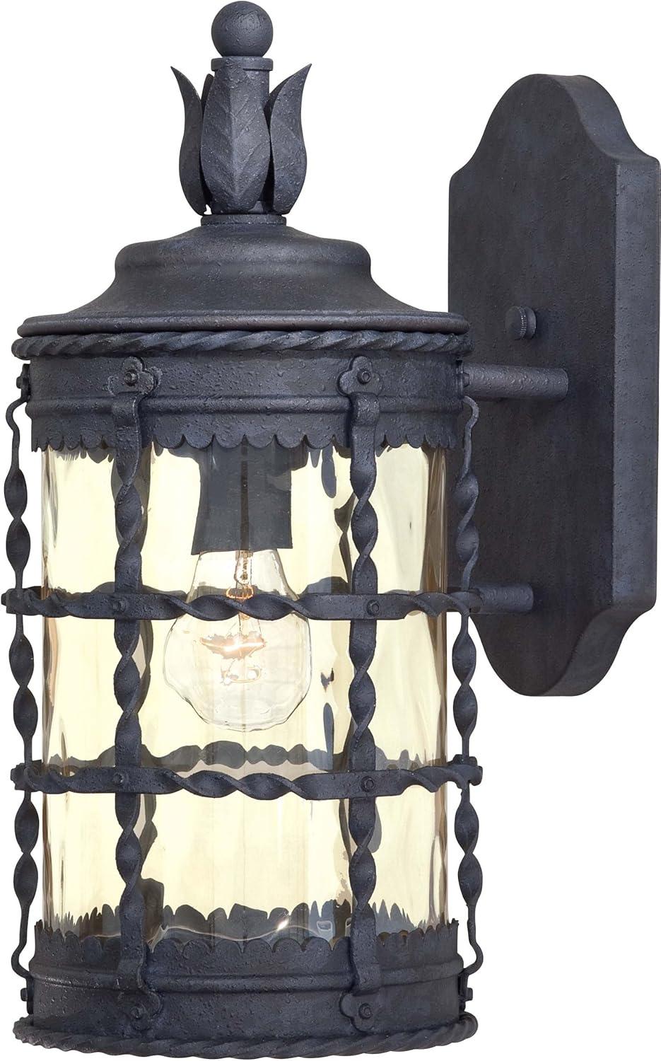 Spanish Iron Outdoor Wall Mount Light with Champagne Glass