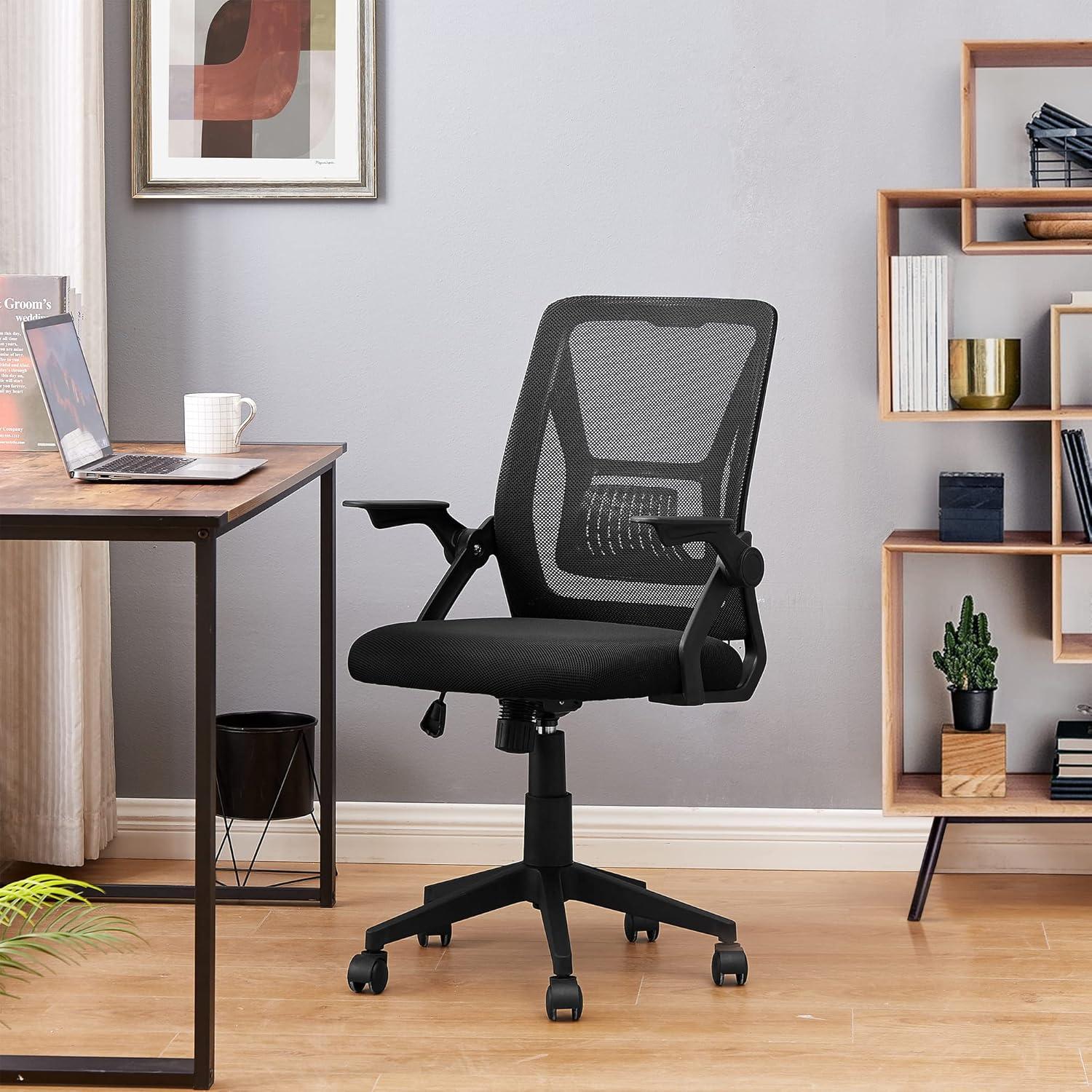 Jet Black Adjustable Mesh Swivel Office Task Chair