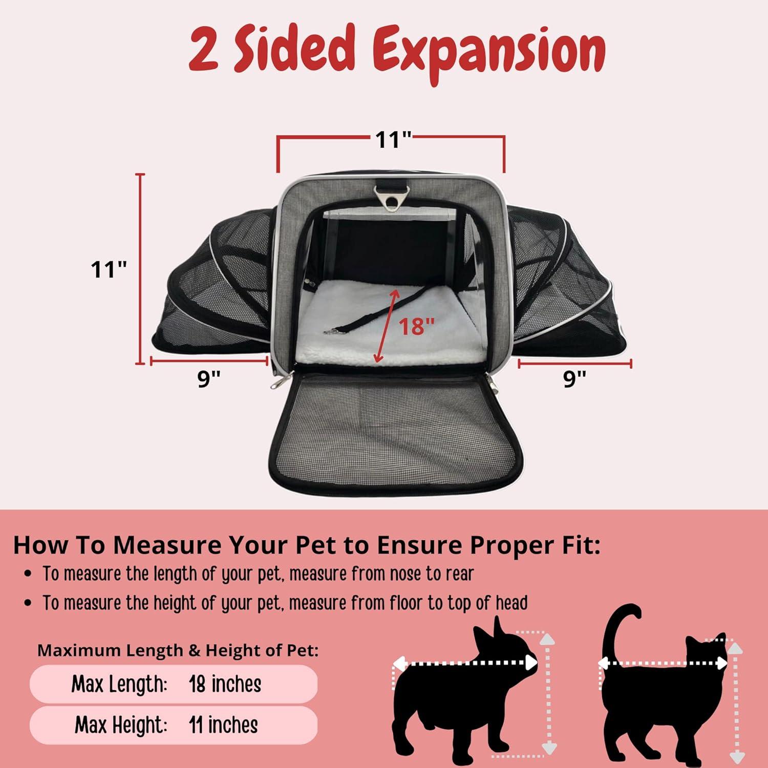 Ruff Life Airline Approved Expandable Premium Pet Carrier on Wheels- Two Sided Expandable Rolling Carrier- Designed for Dogs & Cats- Extra Spacious Soft Lined Carrier! - Pink