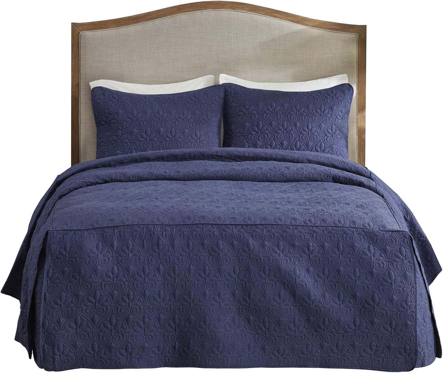 Madison Park Quebec 3 Piece Split Corner Pleated Quilted Bedspread