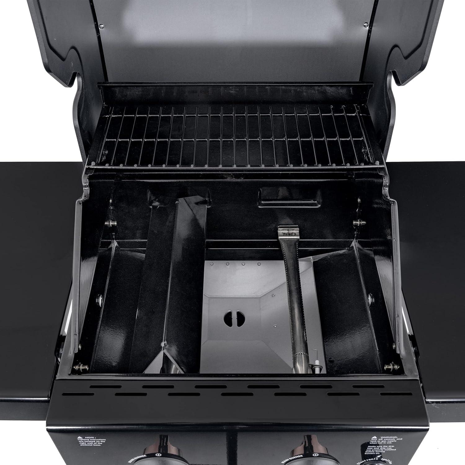 Permasteel 2-Burner Compact Propane Gas Grill with Foldable Side Tables and Grilling Tool Hooks