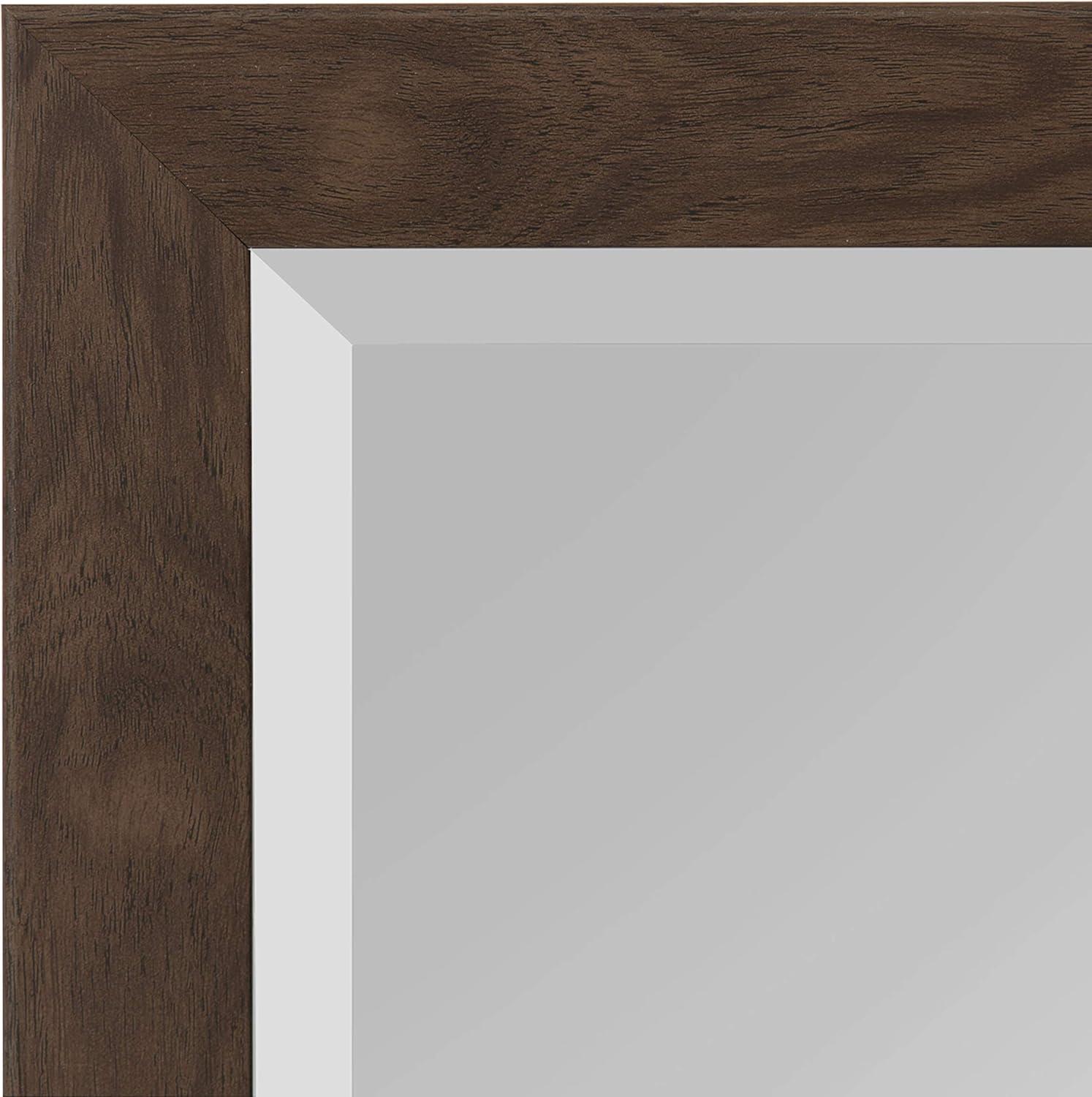 DesignOvation - Beatrice Framed Decorative Rectangle Wall Mirror, 27 x 39, Walnut Brown