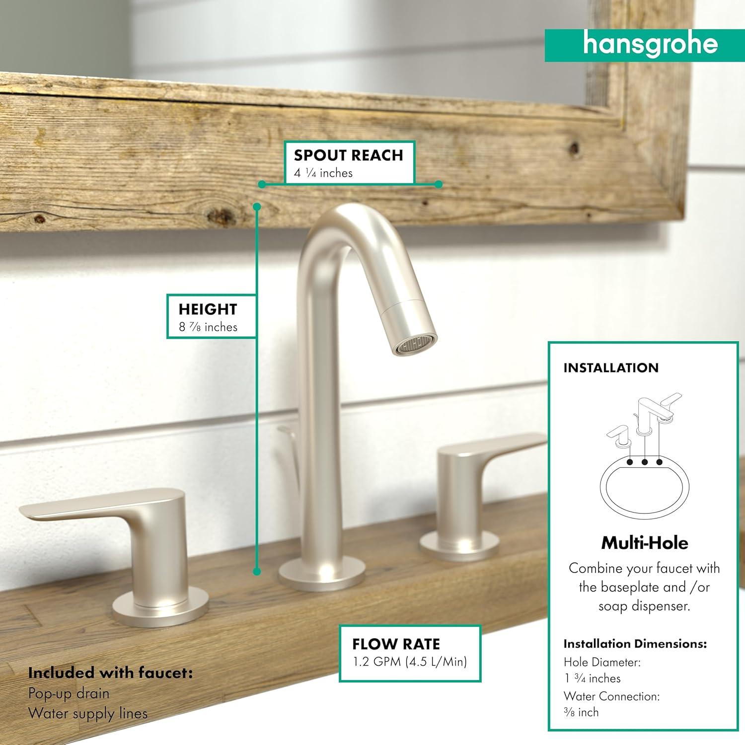Logis Widespread Bathroom Faucet with Drain Assembly