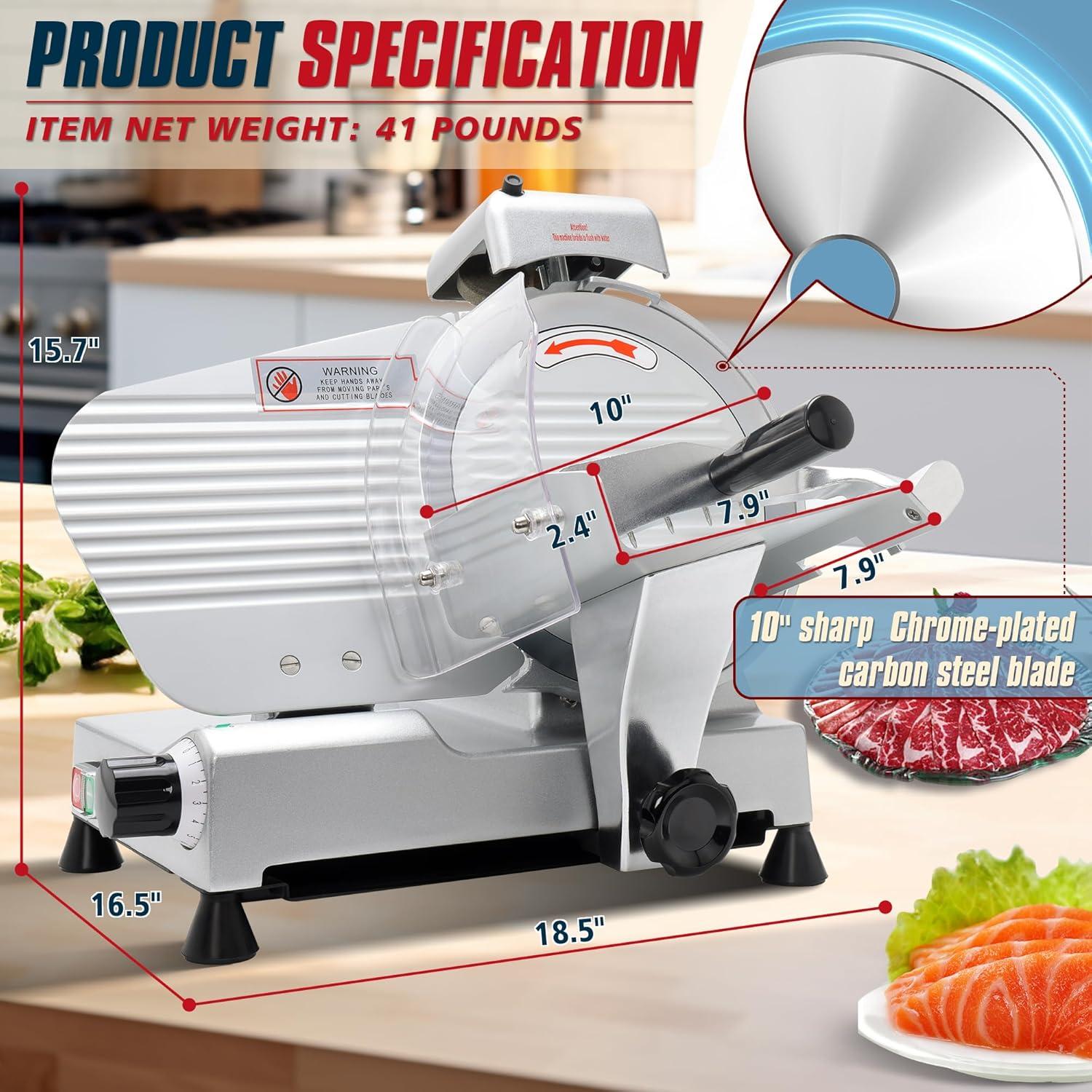 Fashionwu Fashionwu  Commercial Electric Meat Slicer 10" Food Cutter 240W Frozen Deli Slicer Machine
