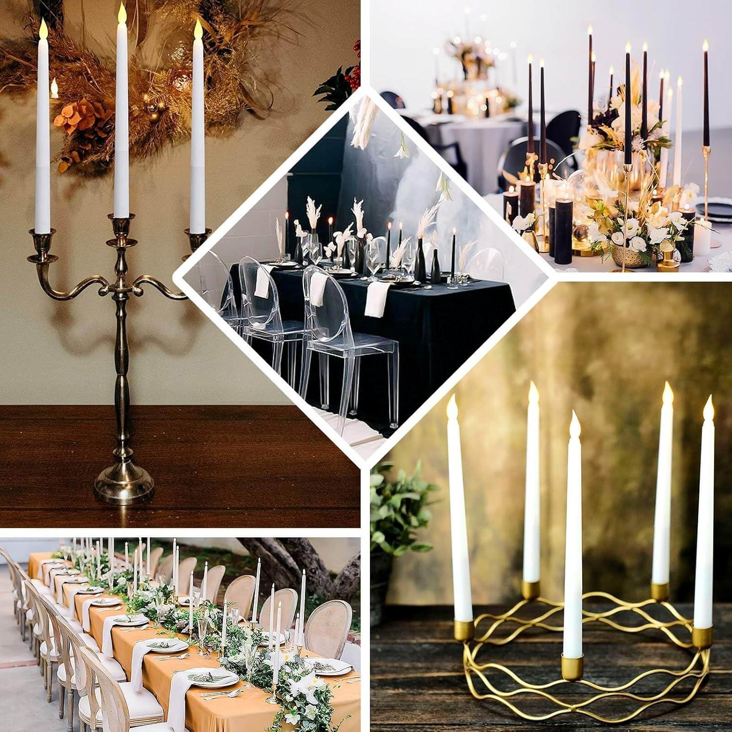 Efavormart Set of 3 | 11" Mixed Natural Warm Flickering Flameless LED Taper Candles