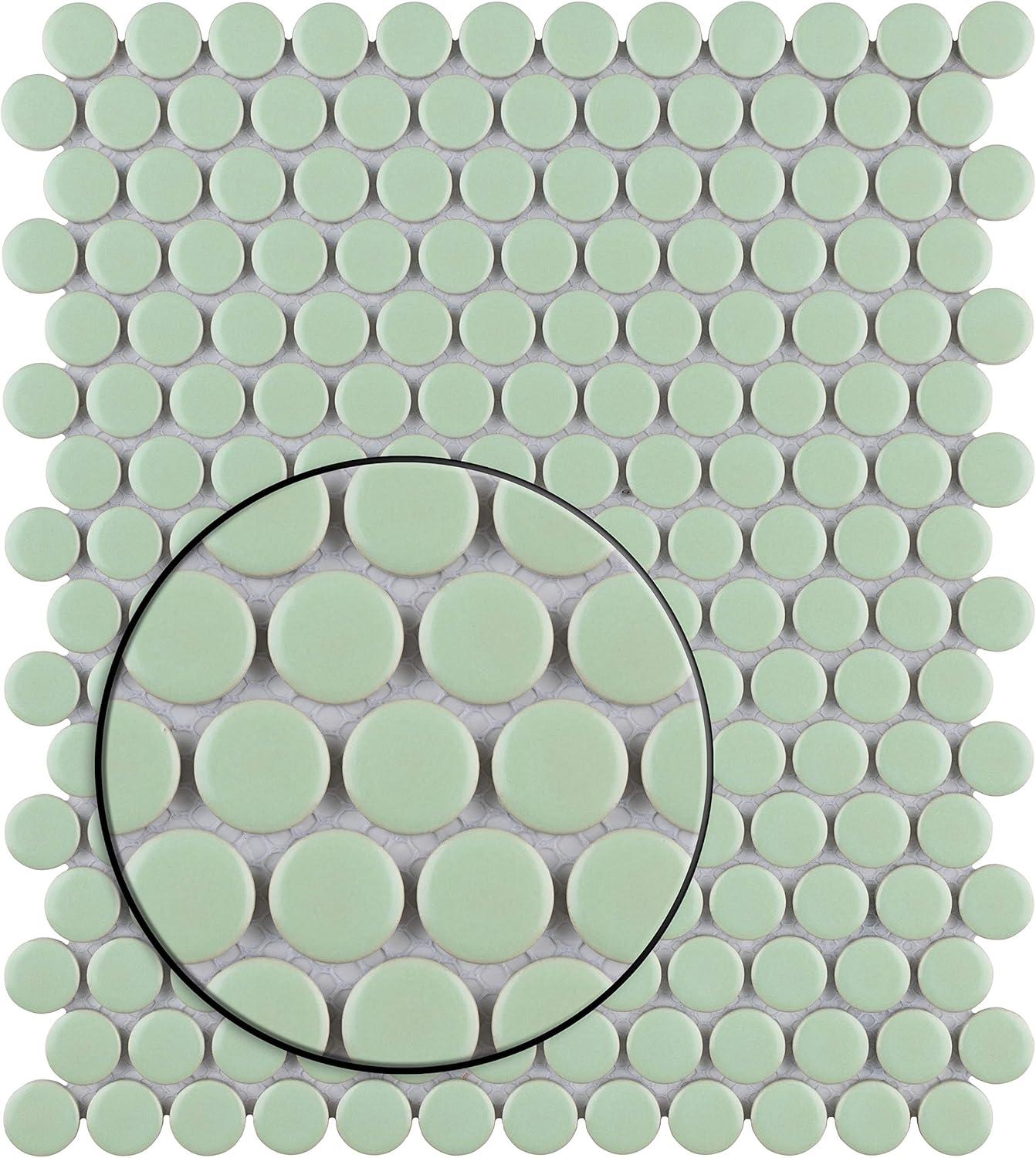 Metro Penny Matte Light Green Porcelain Mosaic Tile