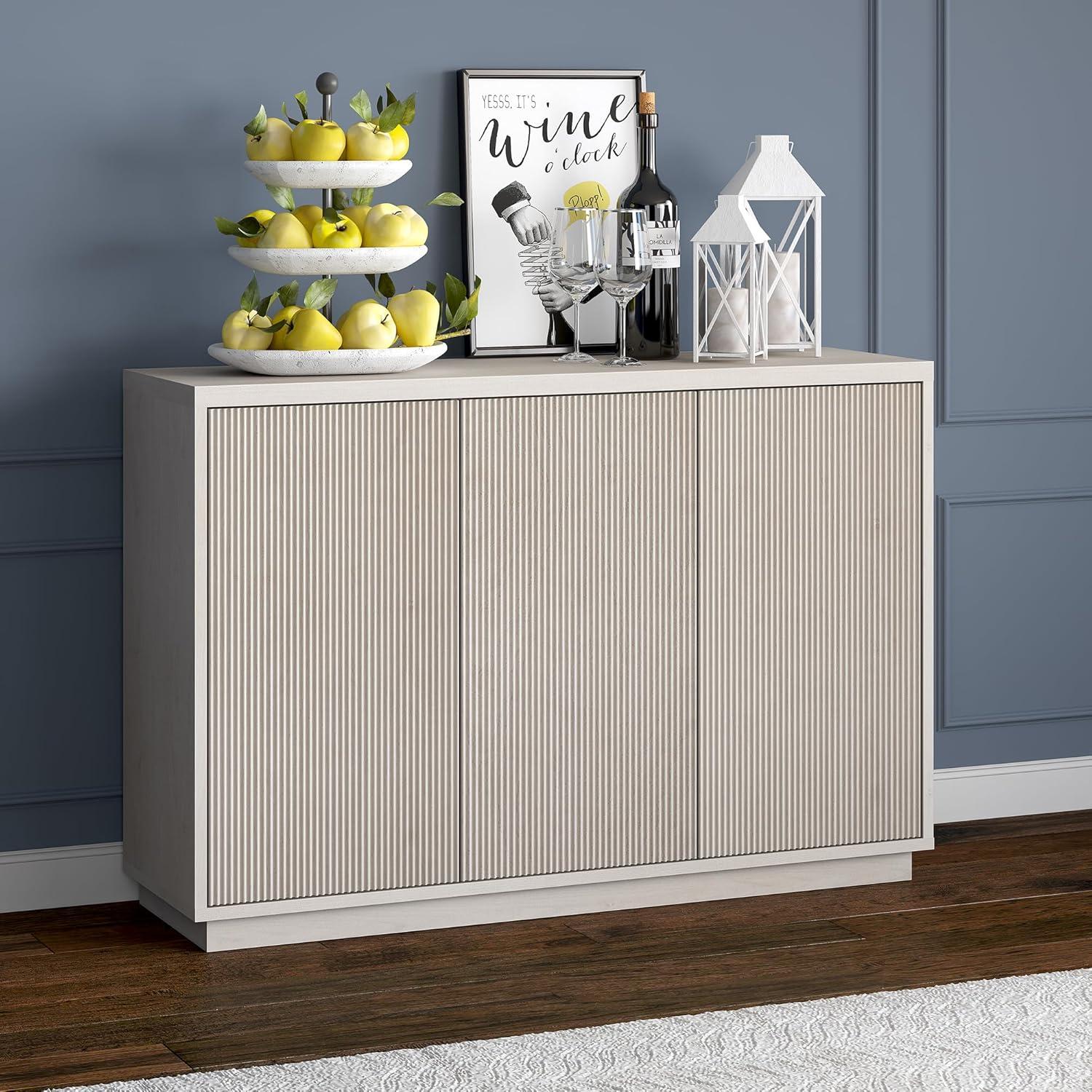 Evelyn&Zoe Alston 48" Wide Rectangular Buffet Table, Alder White