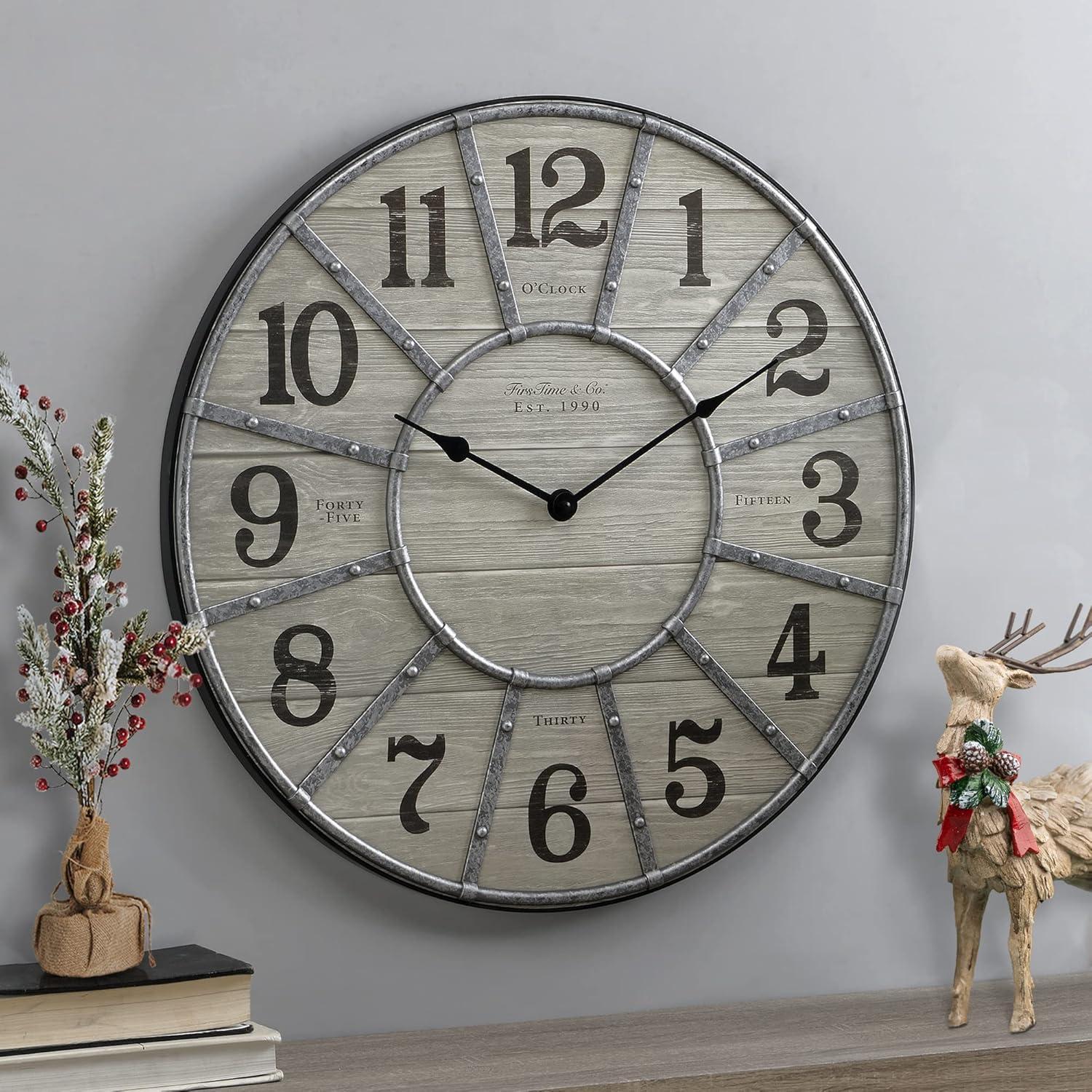 Co. 27" Cooper Wall Clock, Gray/Galvanized