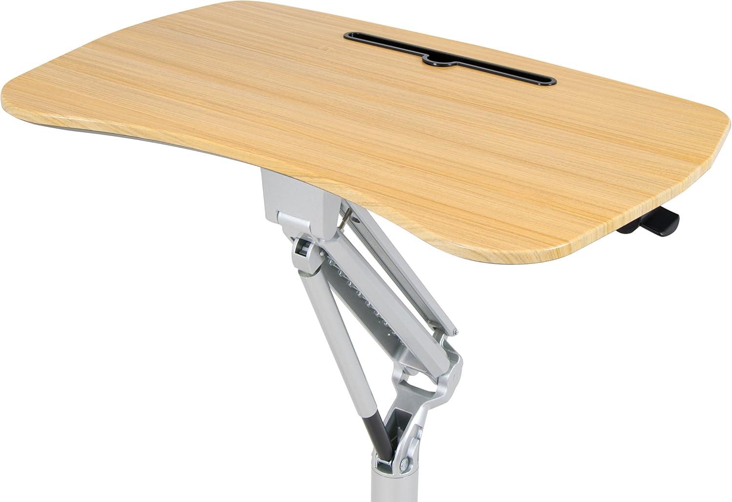 Adjustable Silver Maple Mobile Desk with Tablet Slot - 30"x22.5"