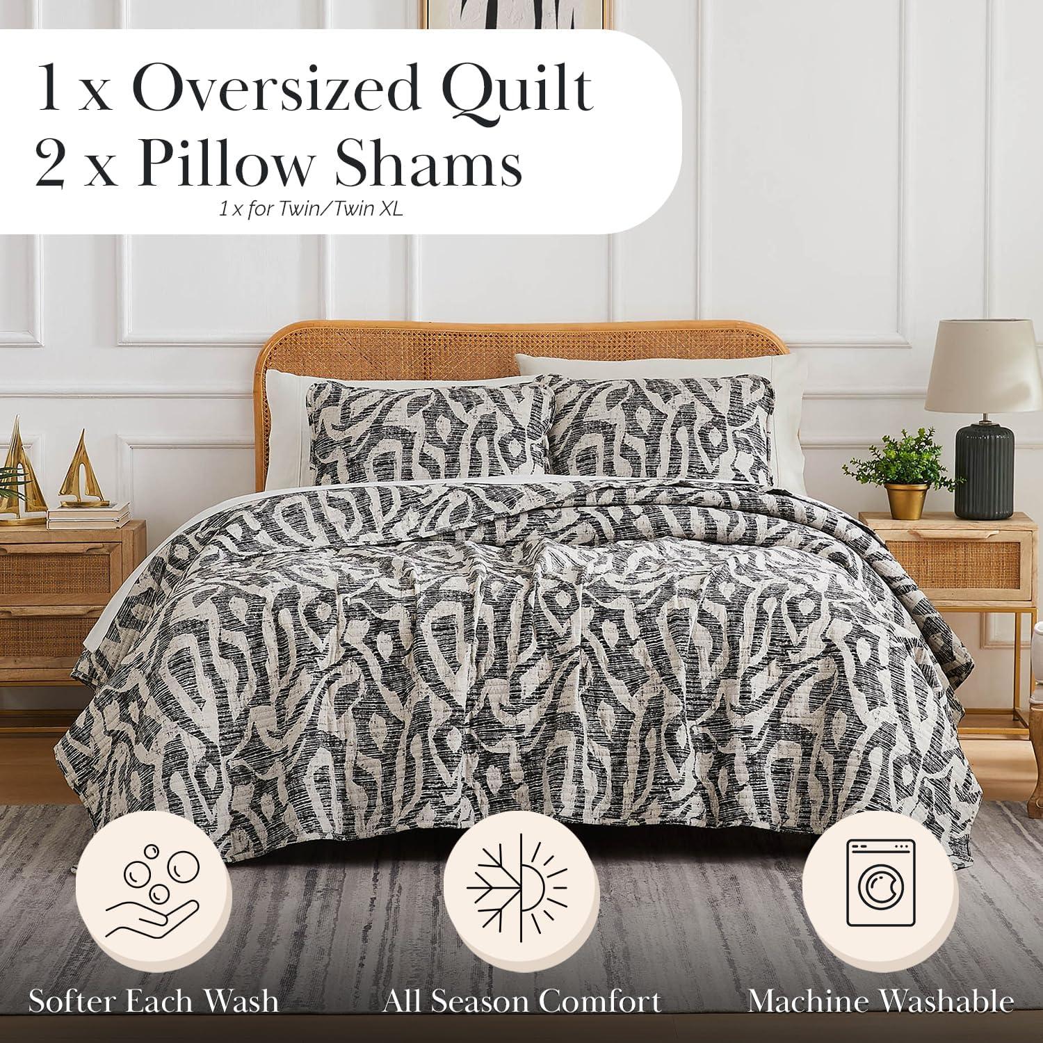 Southshore Fine Living Oversized Khari Lightweight 3-Piece Quilt Set Rust Full / Queen