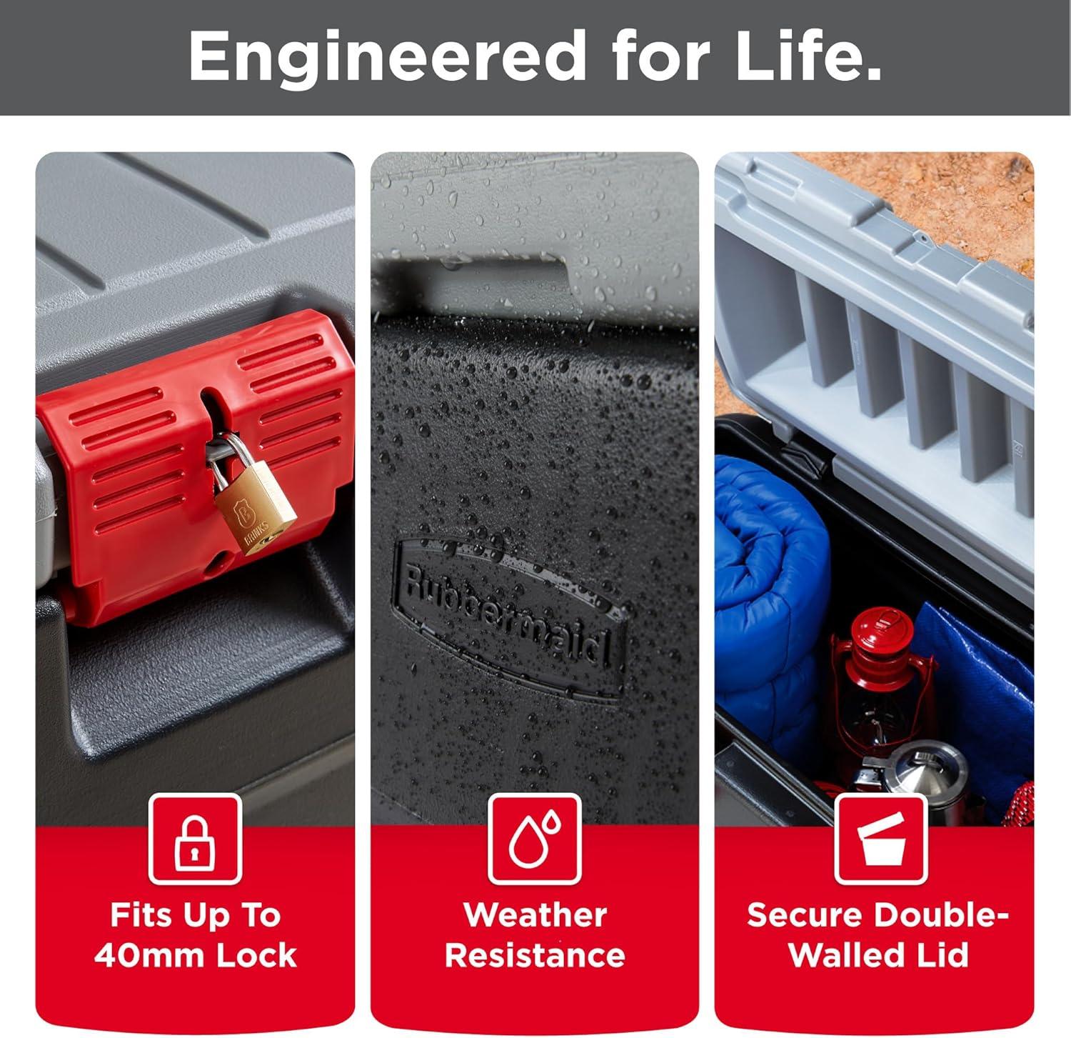 Rubbermaid Rubbermaid 35 Gal Wheeled Action Packer Heavy Duty Storage Tote with Lockable Lid