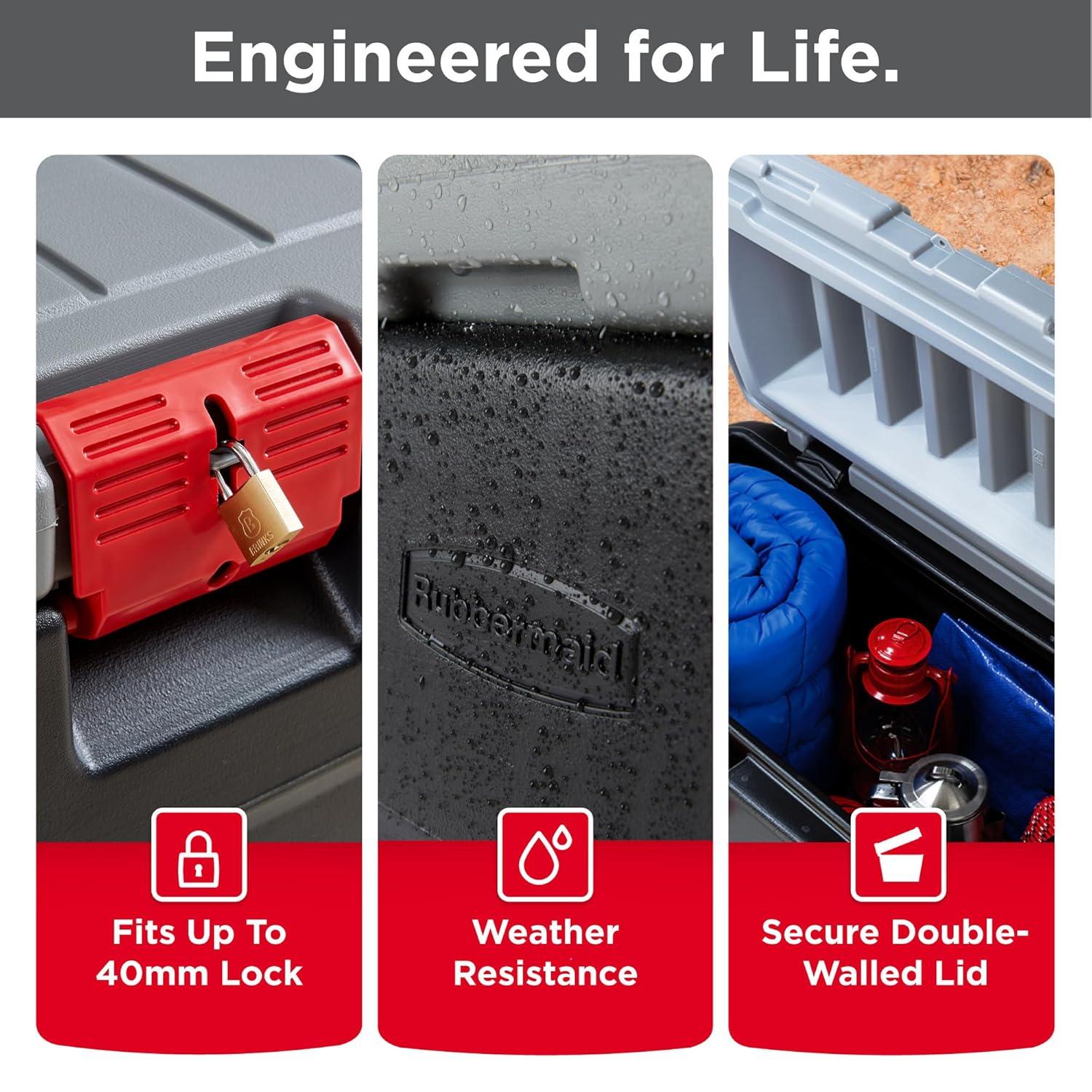 Rubbermaid Rubbermaid 35 Gal Wheeled Action Packer Heavy Duty Storage Tote with Lockable Lid