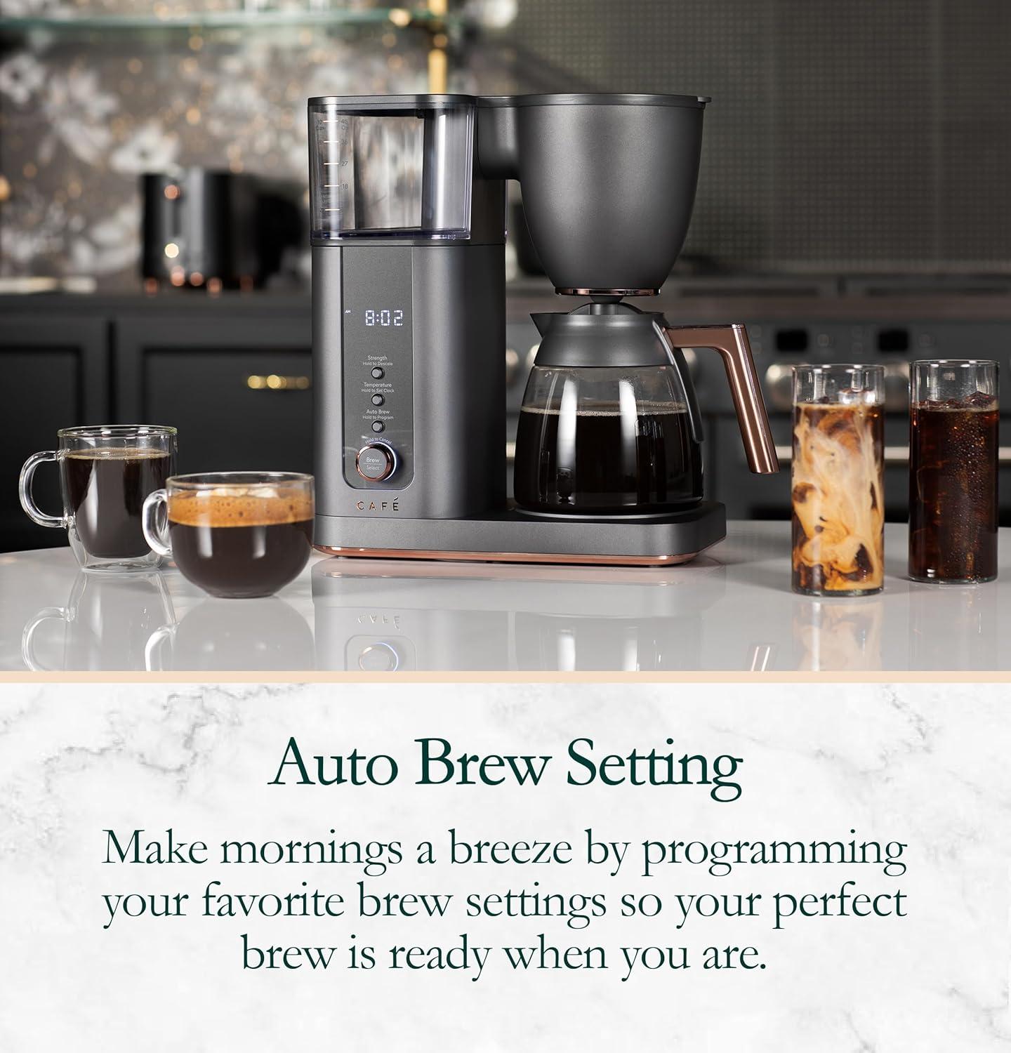 Café ™ Matte Black 10-Cup Drip Coffee Maker with Glass Carafe