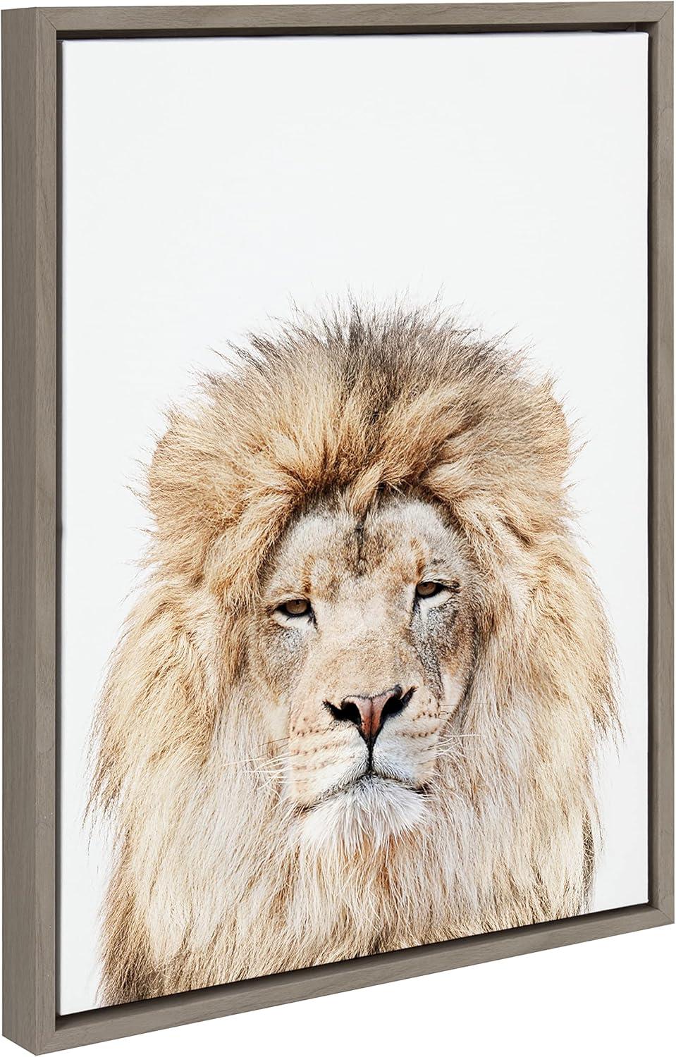 18" x 24" Sylvie Lion Stare Portrait Framed Canvas by Amy Peterson - Kate & Laurel All Things Decor