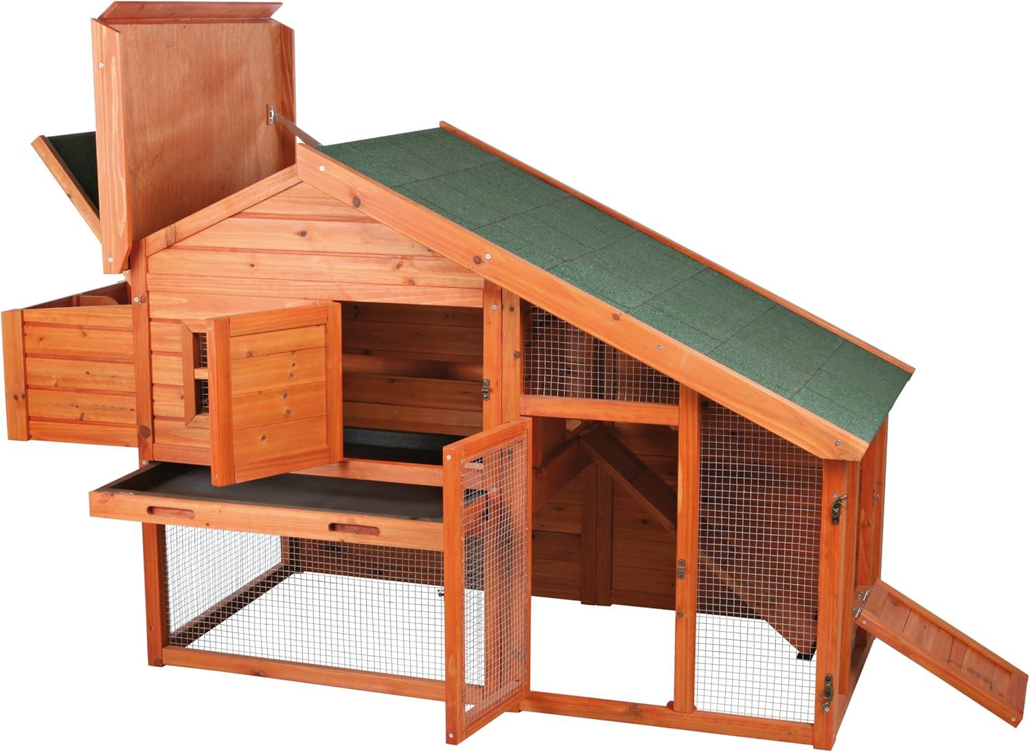 TRIXIE TRIXIE 2-Story Weatherproof Outdoor Chicken Coop, 2 Nesting Boxes, Fits 2 Std Chickens or 4 Bantams