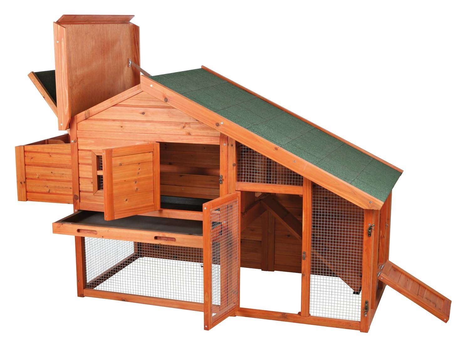 TRIXIE TRIXIE 2-Story Weatherproof Outdoor Chicken Coop, 2 Nesting Boxes, Fits 2 Std Chickens or 4 Bantams