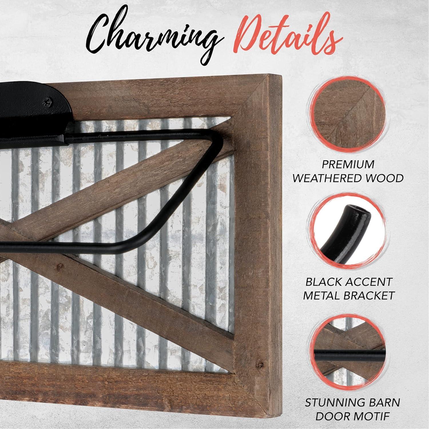 Autumn Alley Rustic Farmhouse Paper Towel Holder – Wall Mounted with Galvanized Metal Accent - Farmhouse Kitchen Decor