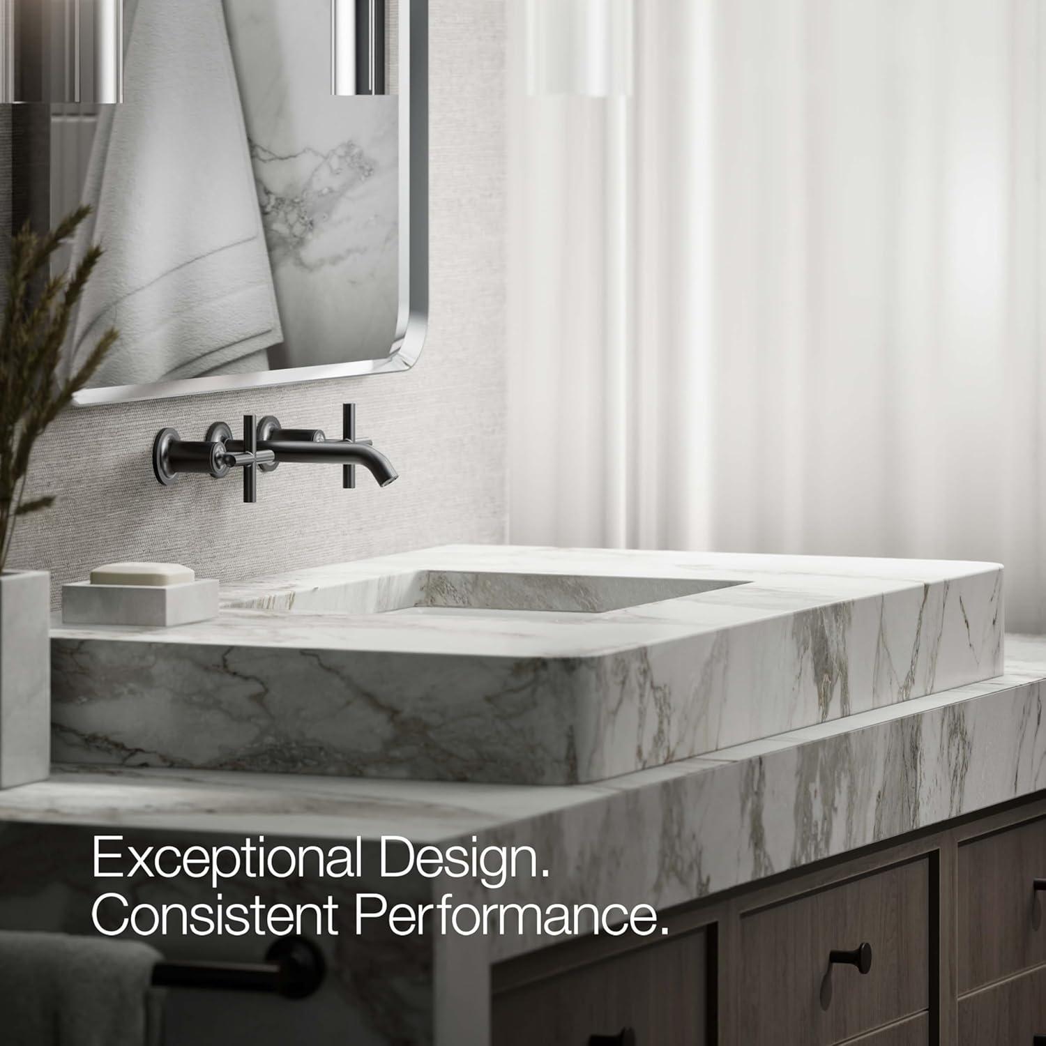 Kohler ® Purist ® Matte Black Wall-Mounted Bathroom Sink Faucet and Handles