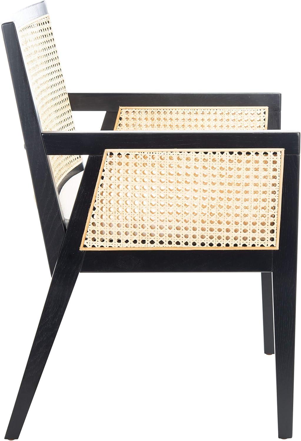 Malik Coastal Chic Black and Natural Rattan Arm Chair