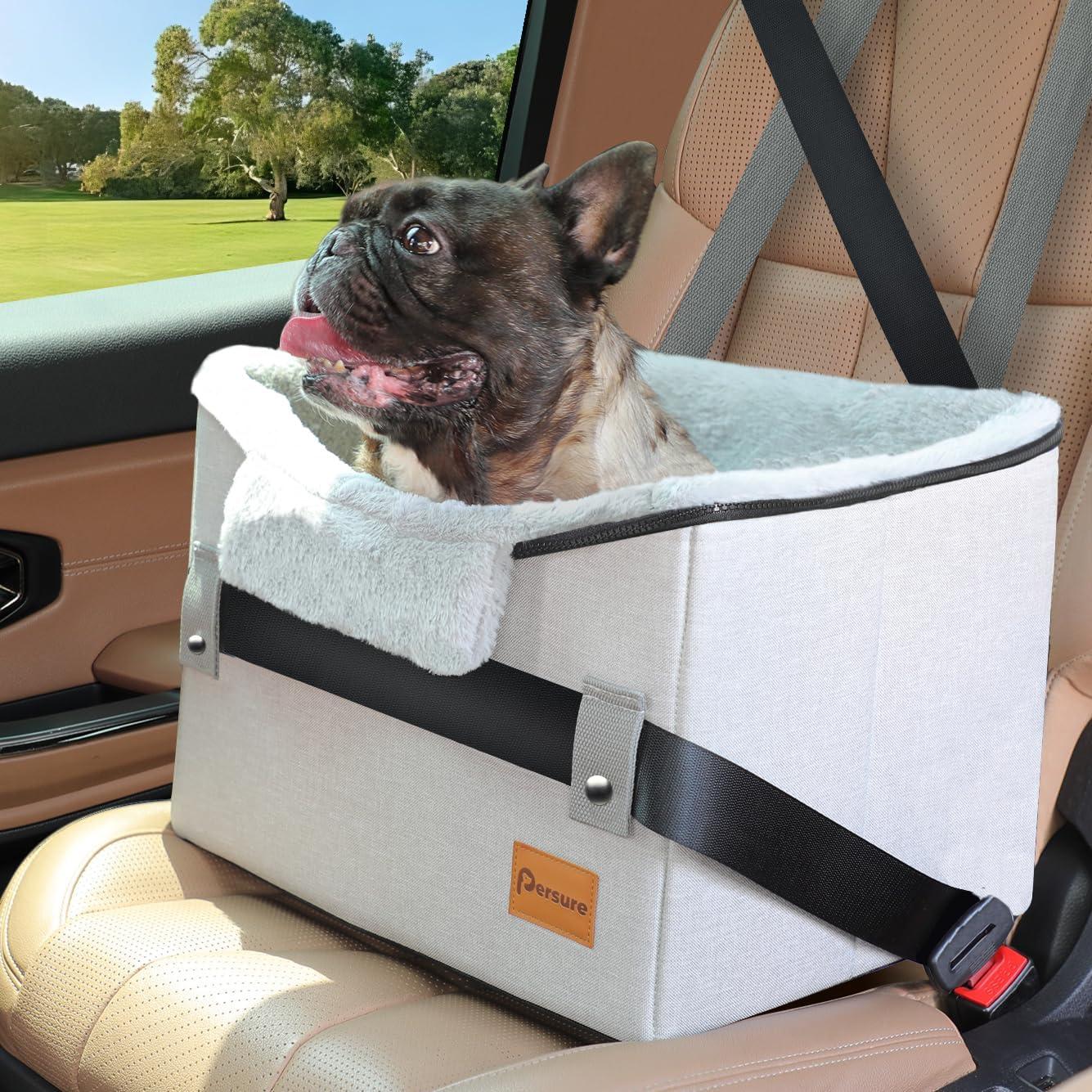 PETSFIT Dog Car Seats for Small Dogs, Portable Dog Booster Car Seat with Patent Safe Buckles,Pets Up to 25lbs ,Grey