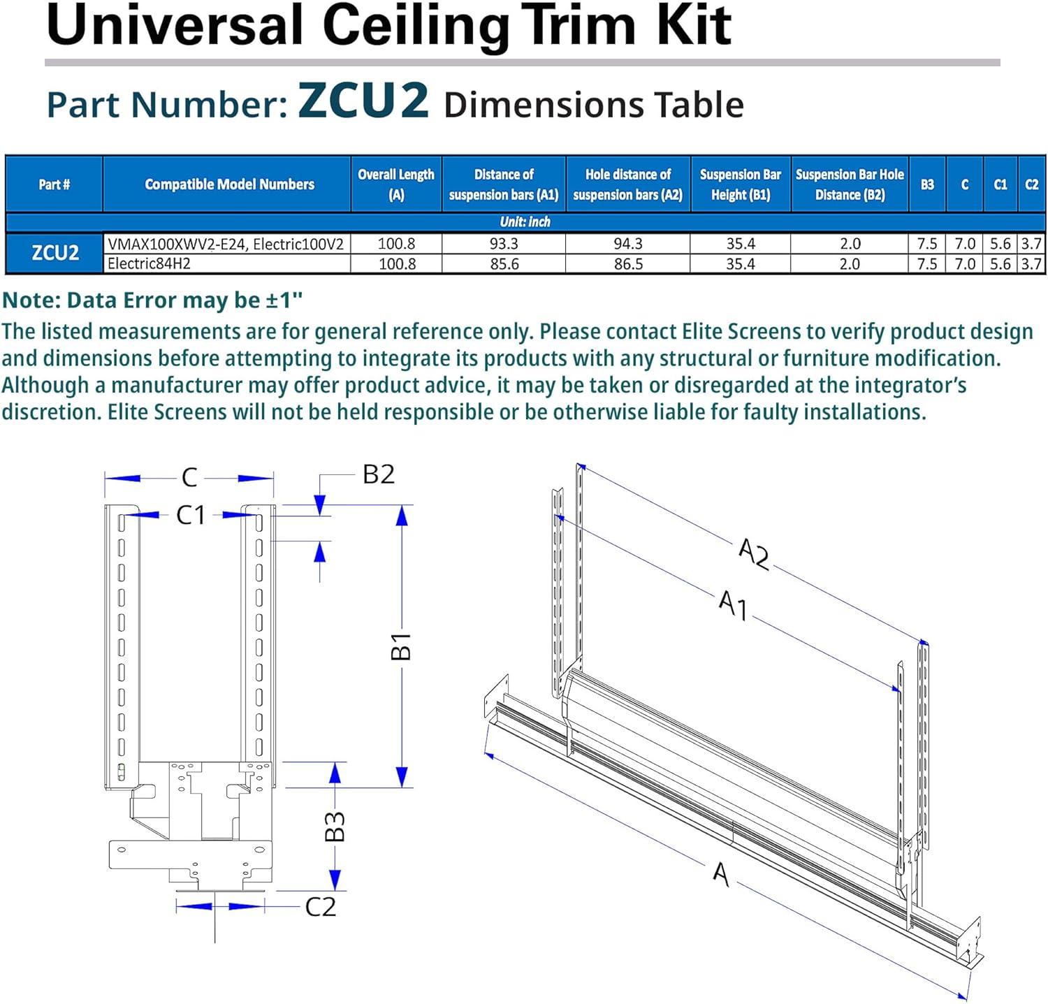 Elite Universal Black and White Ceiling Projector Mount Kit