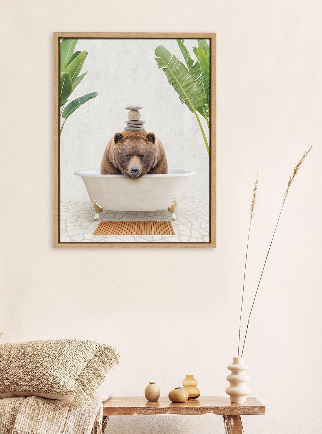 Big Bear Bali Bath Gold Framed Canvas Wall Art