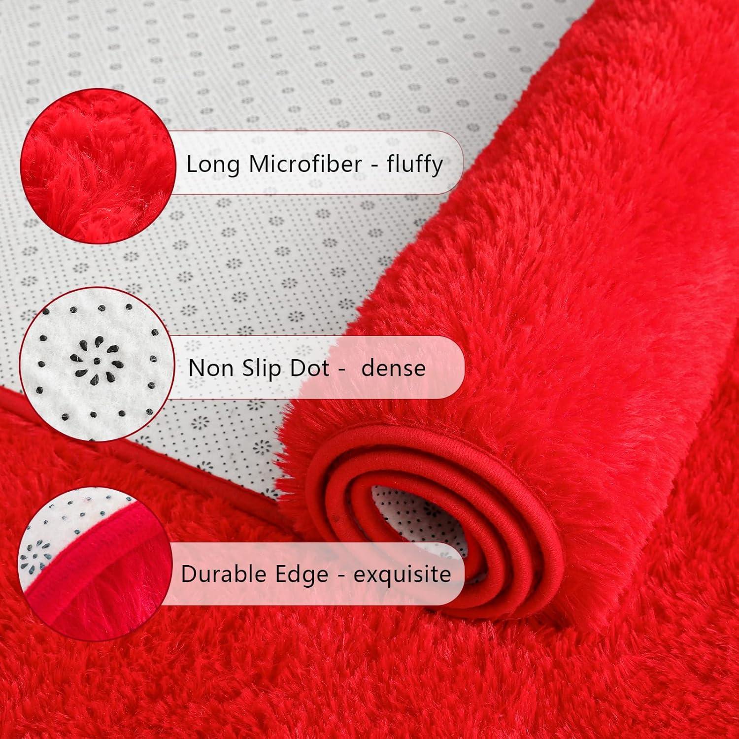 Softlife Super Soft Rug For Living Room Fluffy Rugs For Dorm Room Cute Plush carpet For Bedroom,8' x 10',Red