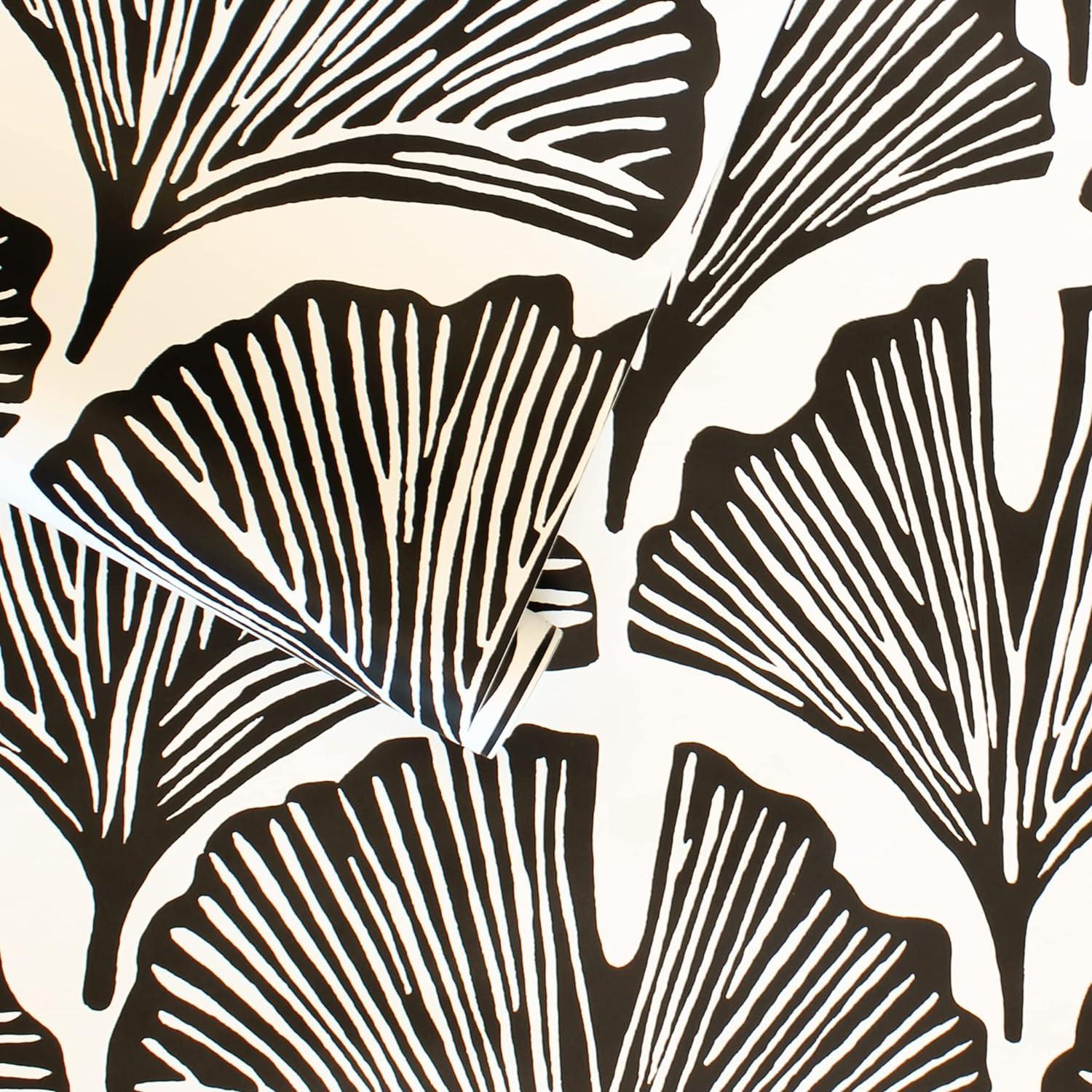 Tempaper x Novogratz Feather Palm Black Peel and Stick Wallpaper, 20.5" x 16.5'