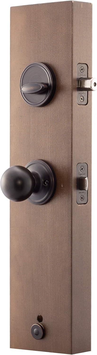 Tuscan Bronze Single Cylinder Deadbolt Front Door Handleset