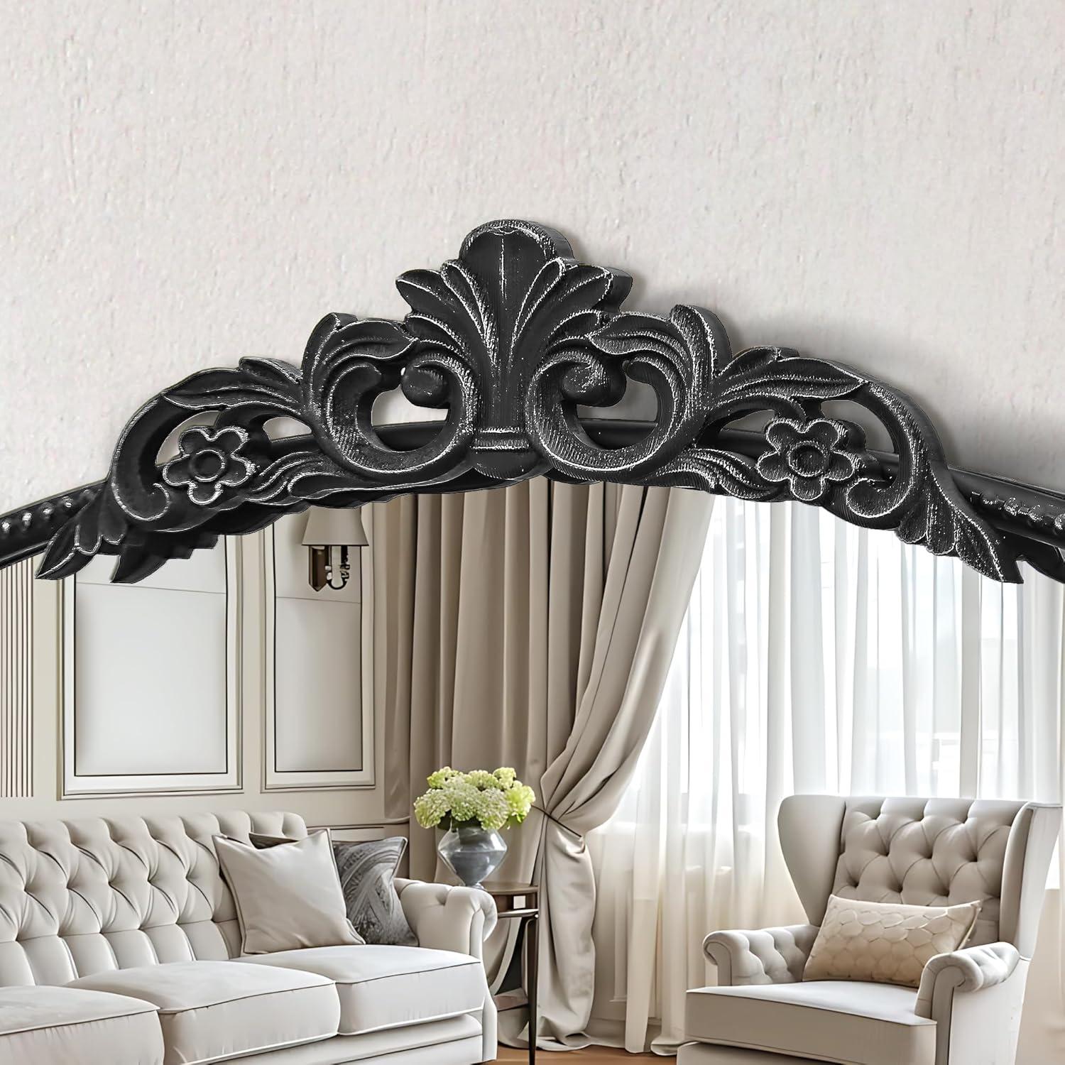 Micasso Black Vintage Wall Mirror, 24x36 Inches Black Decorative Mounted Traditional Arched Mirror for Bathroom Bedroom Living Room, Entryway, Home Wall Decor