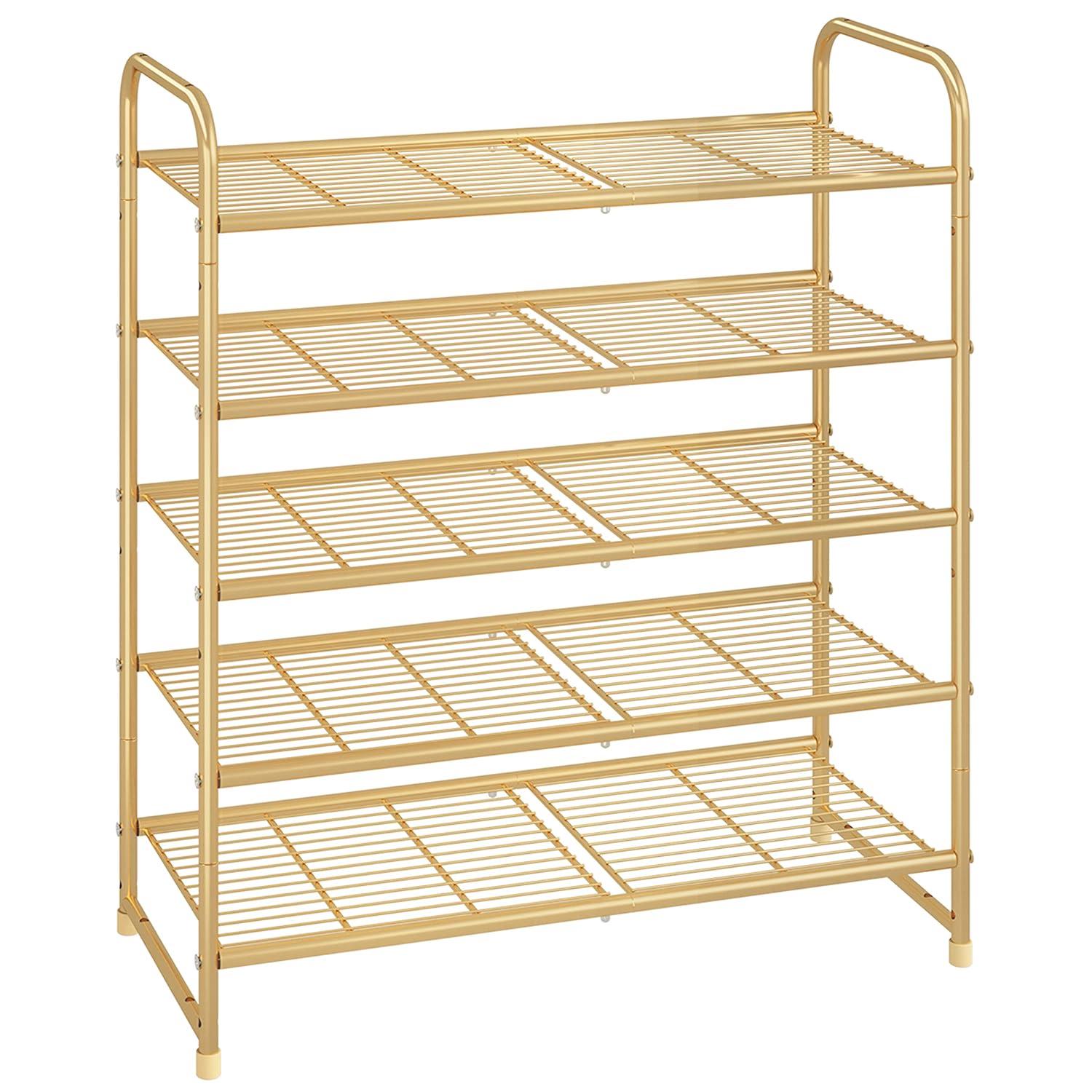 Rebrilliant 5-Tier Stackable Shoe Rack, Expandable & Adjustable Shoe Organizer Storage Shelf