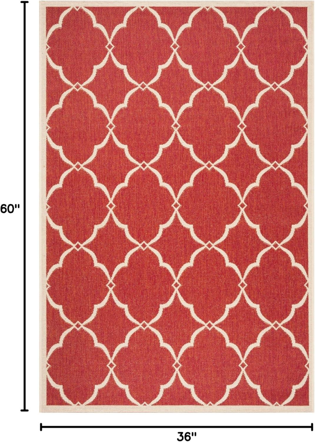 Beach House BHS125 Power Loomed Indoor/Outdoor Accent Rug - Red/Creme - 3'x5' - Safavieh