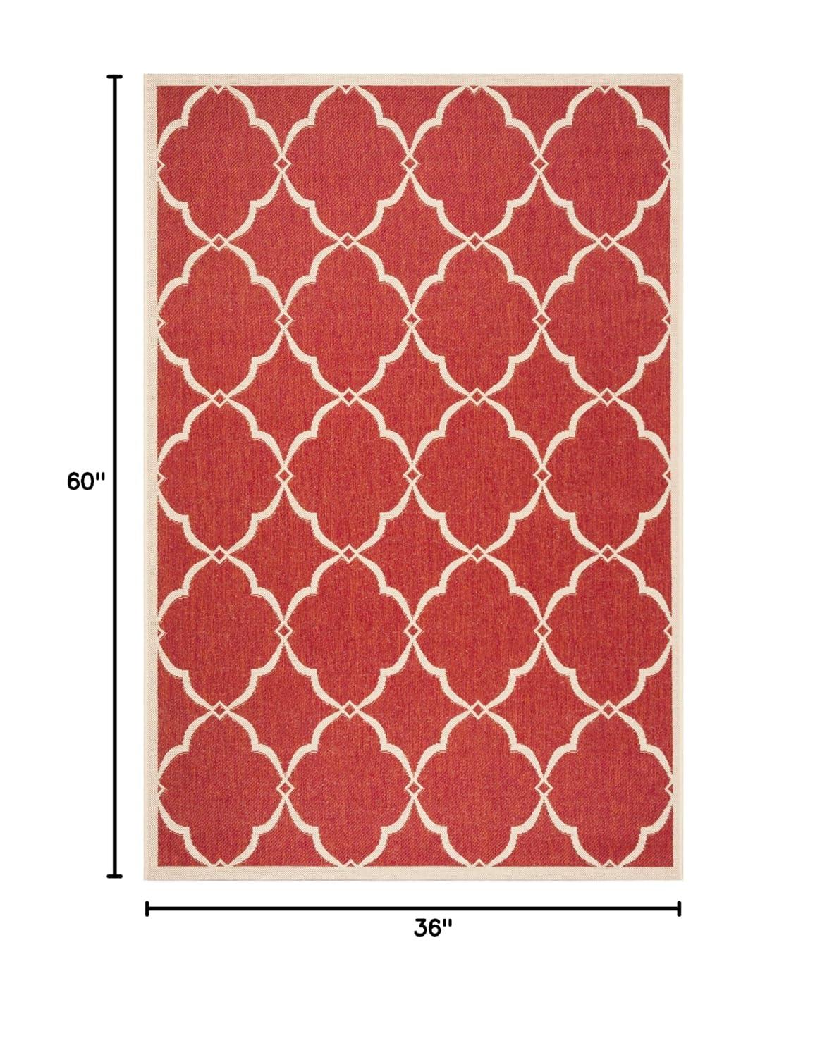 Beach House BHS125 Power Loomed Indoor/Outdoor Accent Rug - Red/Creme - 3'x5' - Safavieh