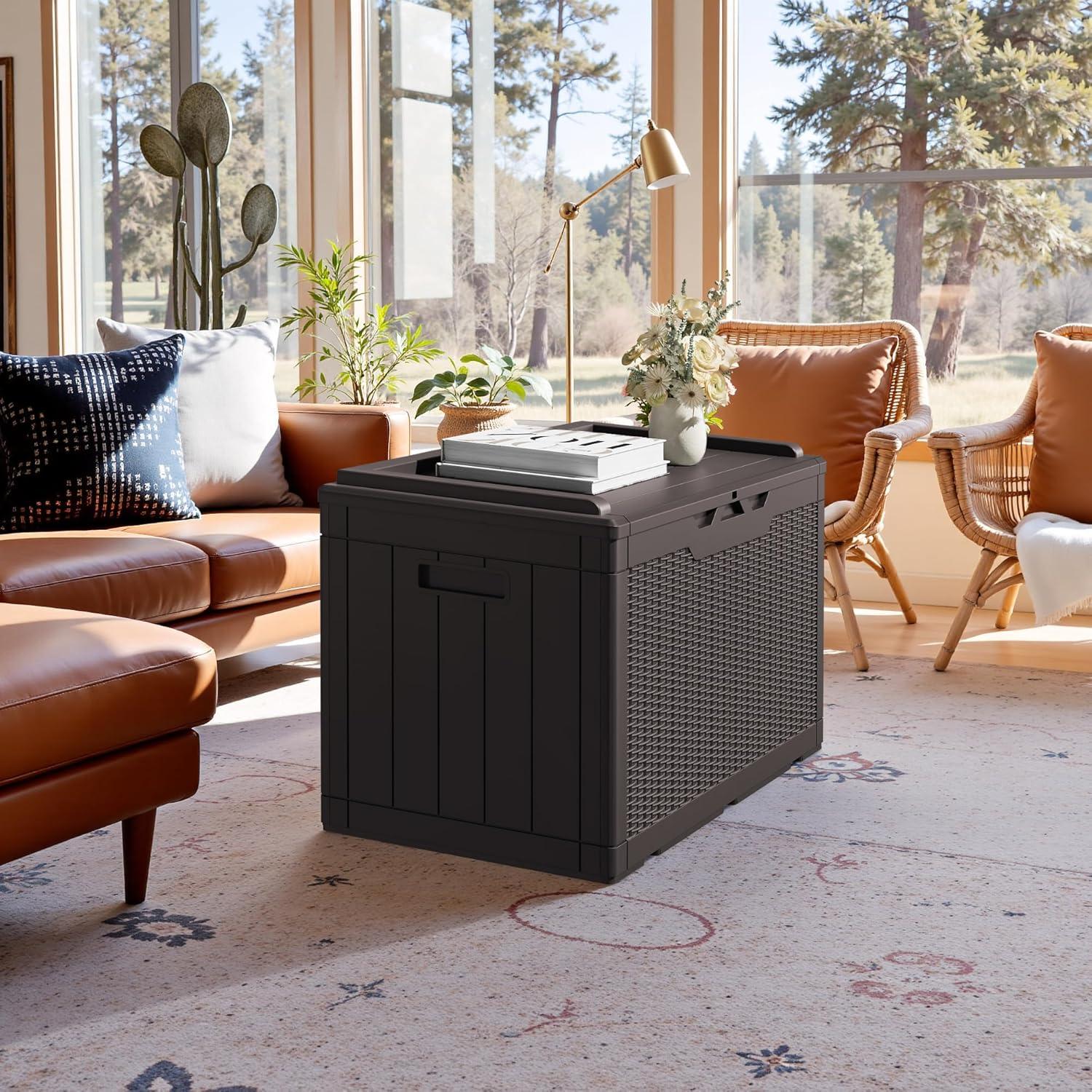 Wicker Amazon Garden Cushion Storage Box JUMMICO 100 Gallon