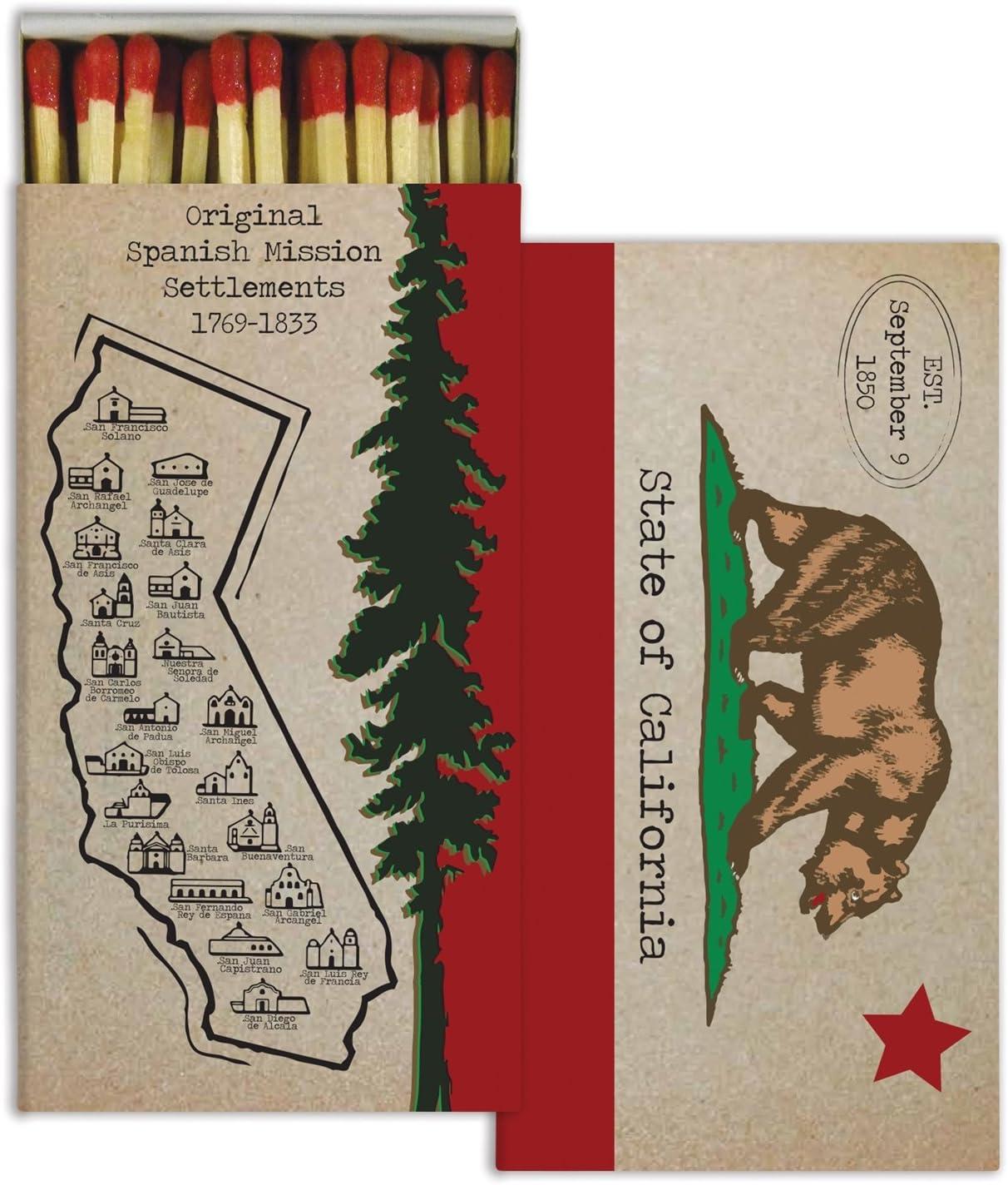 California State Decorative Match Box Set with Red Tips